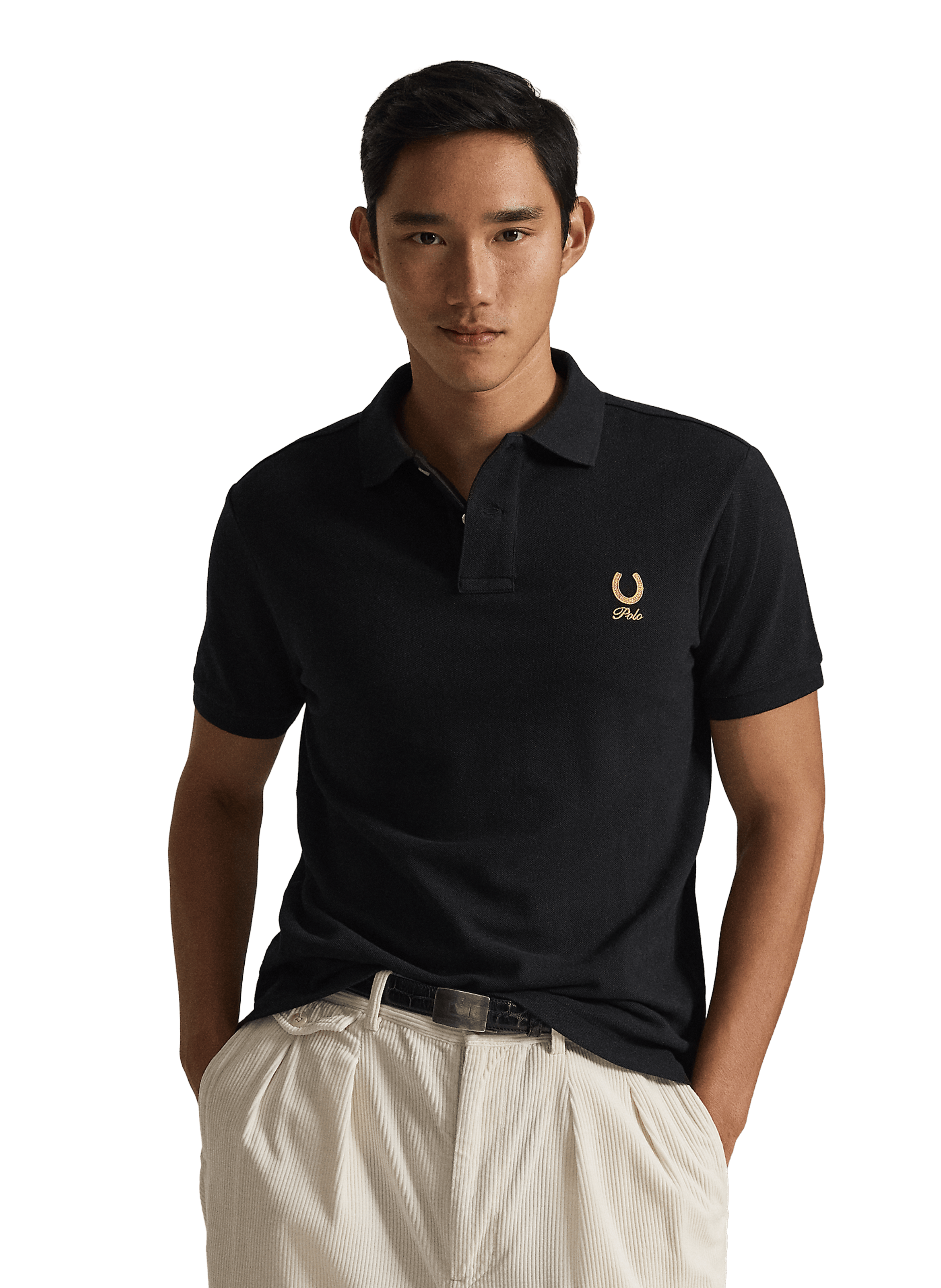 Polo manches courtes à logo en coton POLO RALPH LAUREN Noir