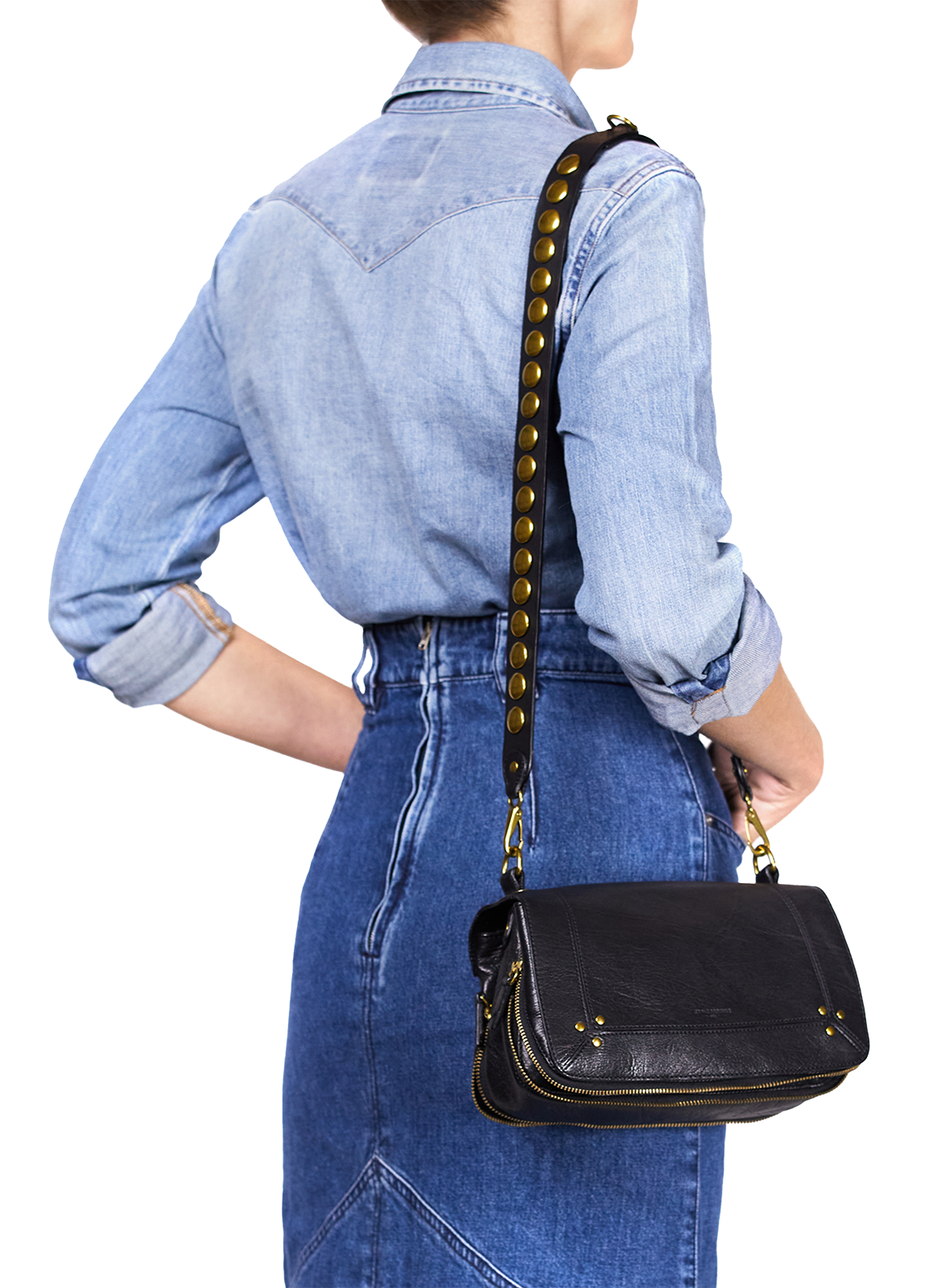 Festival leather shoulder strap JÉRÔME DREYFUSS Black