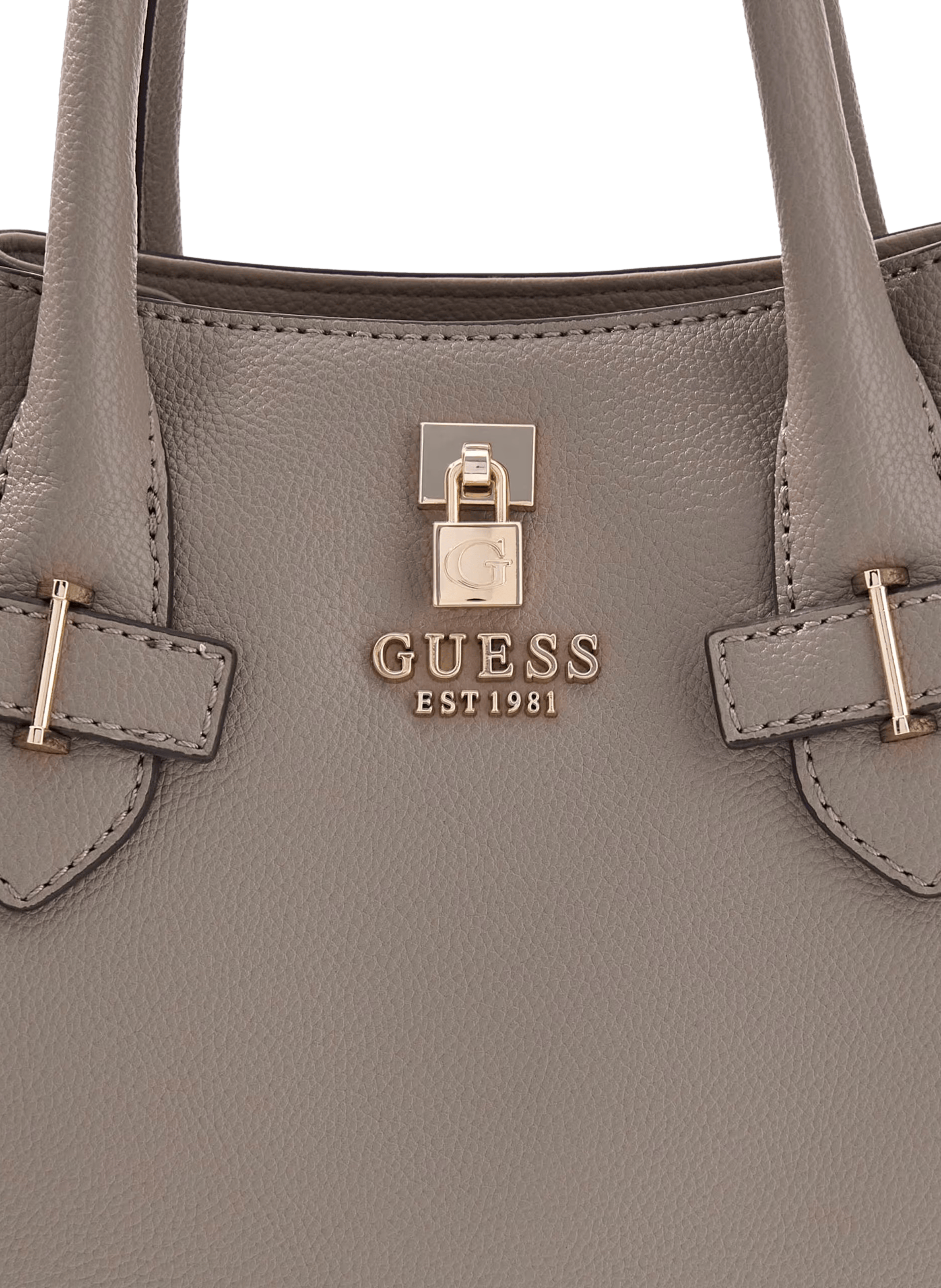 Large faux leather handbag GUESS Beige