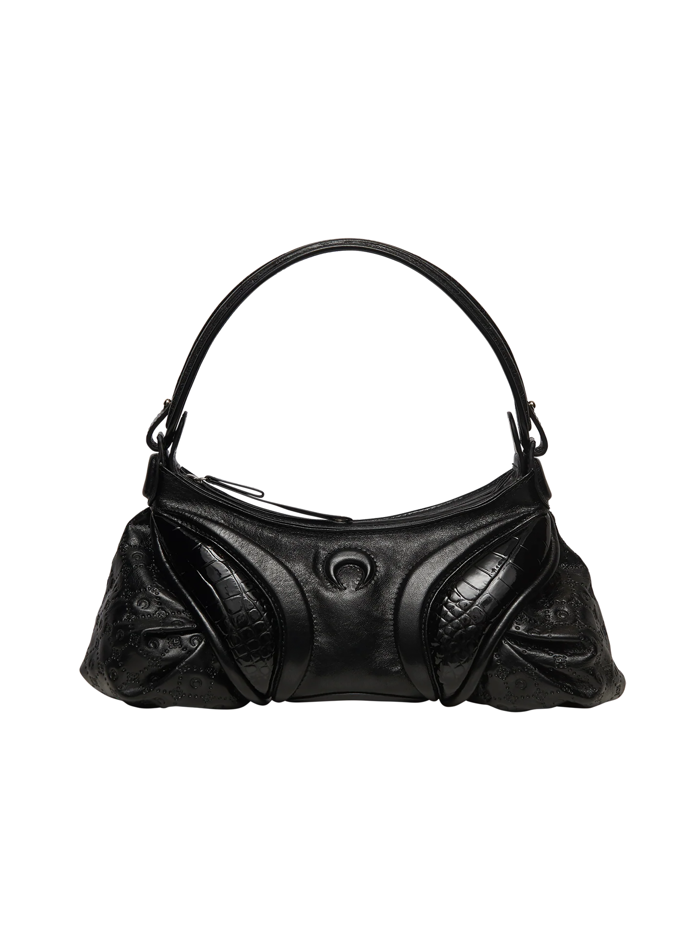 Sac futura en cuir gaufré moonogram MARINE SERRE Noir