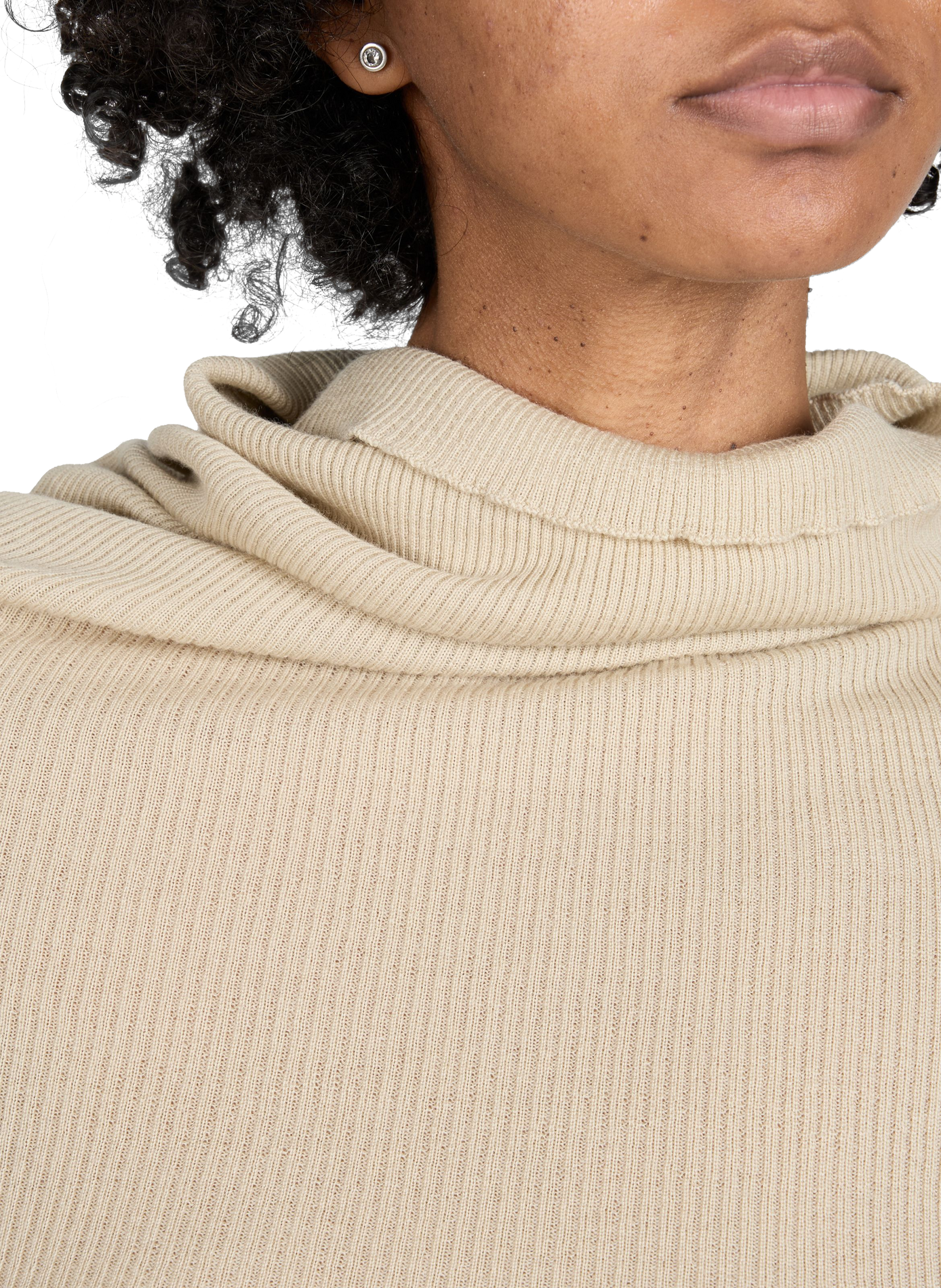 Top sans manches à col roulé en laine RICK OWENS Beige