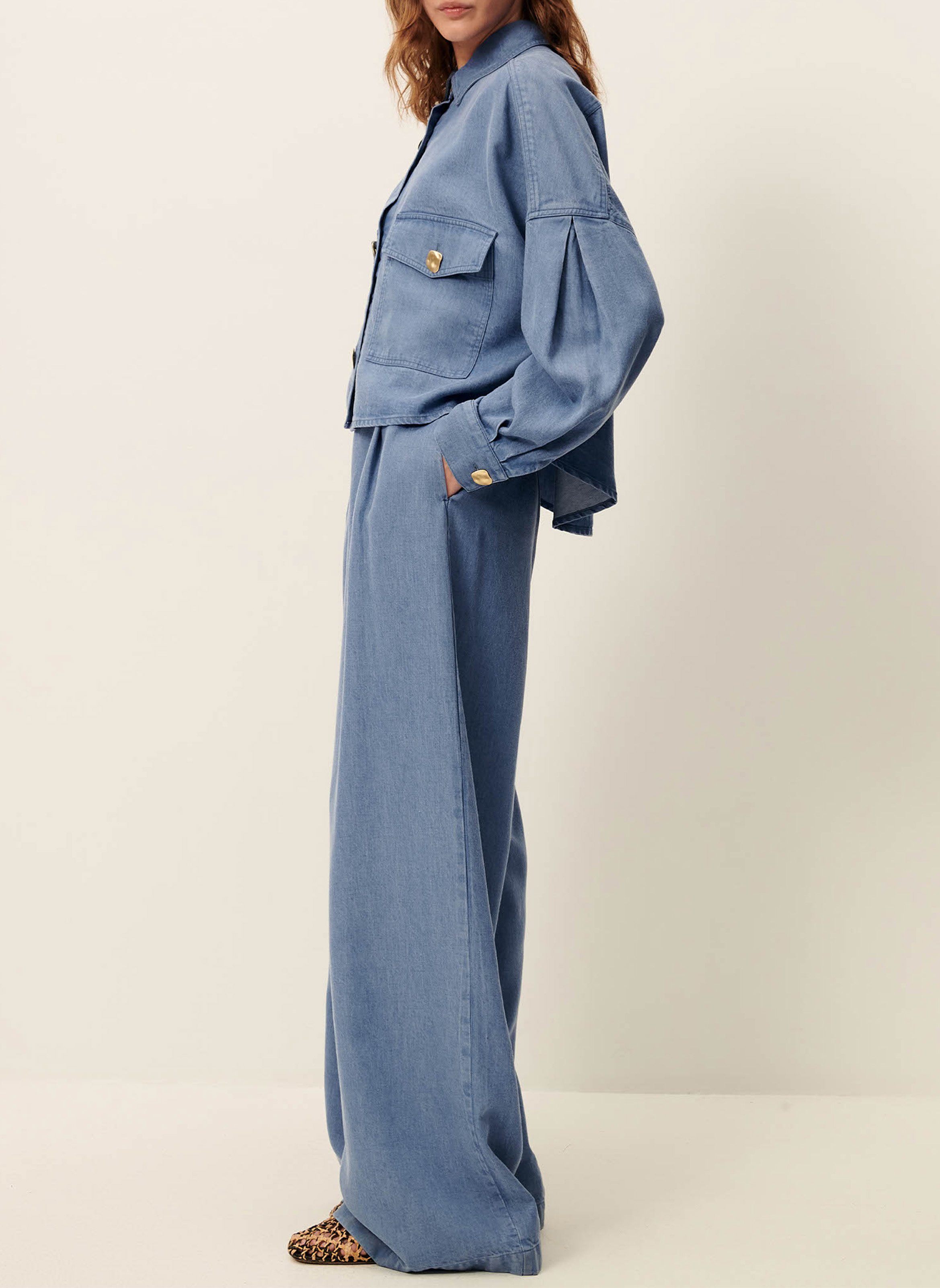 Pantalon large taille haute provenco blue SESSUN Bleu