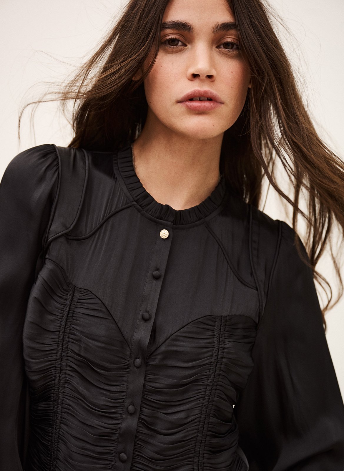 Chemise cintrée à fronces cimila BA&SH Noir