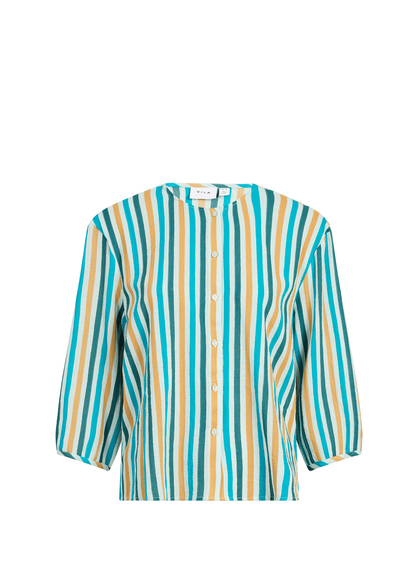 Top boutonné à rayures en coton VILA Beige