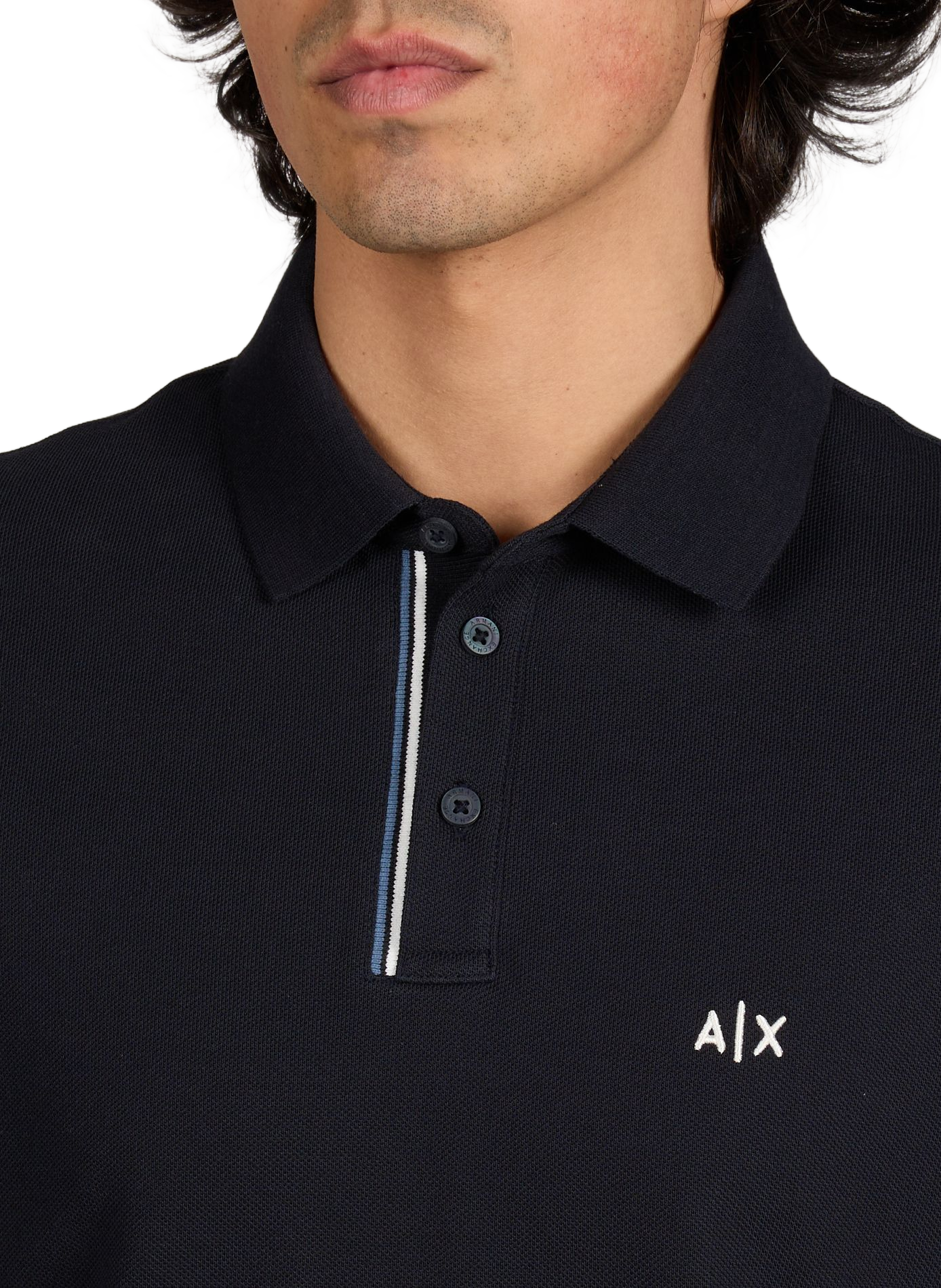 Short-sleeved cotton polo shirt with logo ARMANI EXCHANGE Blue