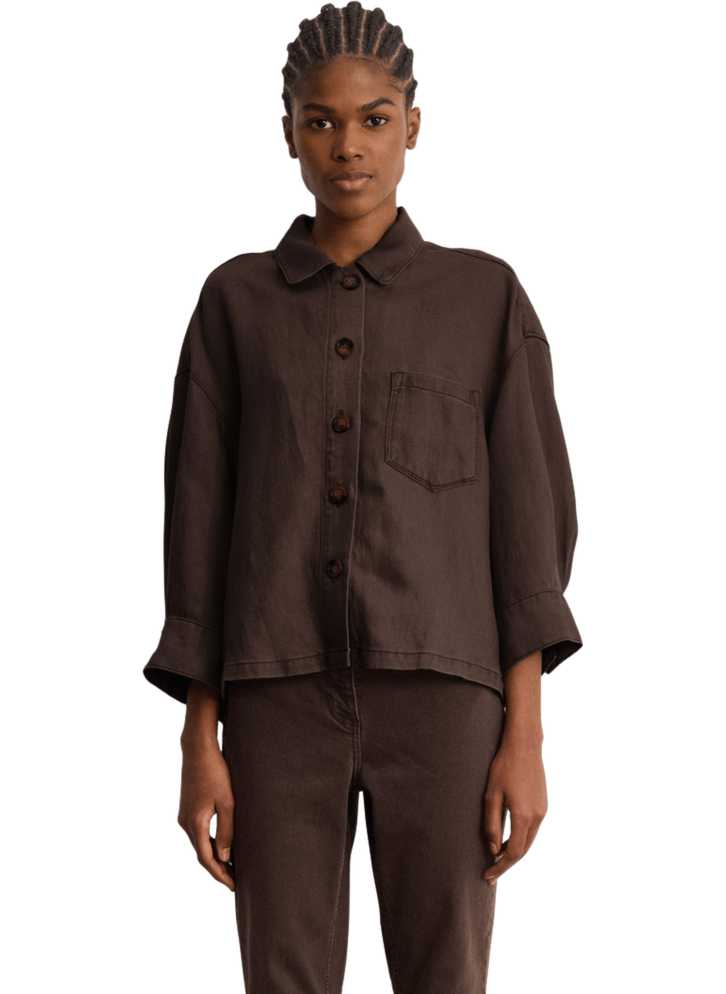 Surchemise fluide en lyocell et lin - manelle PABLO Marron