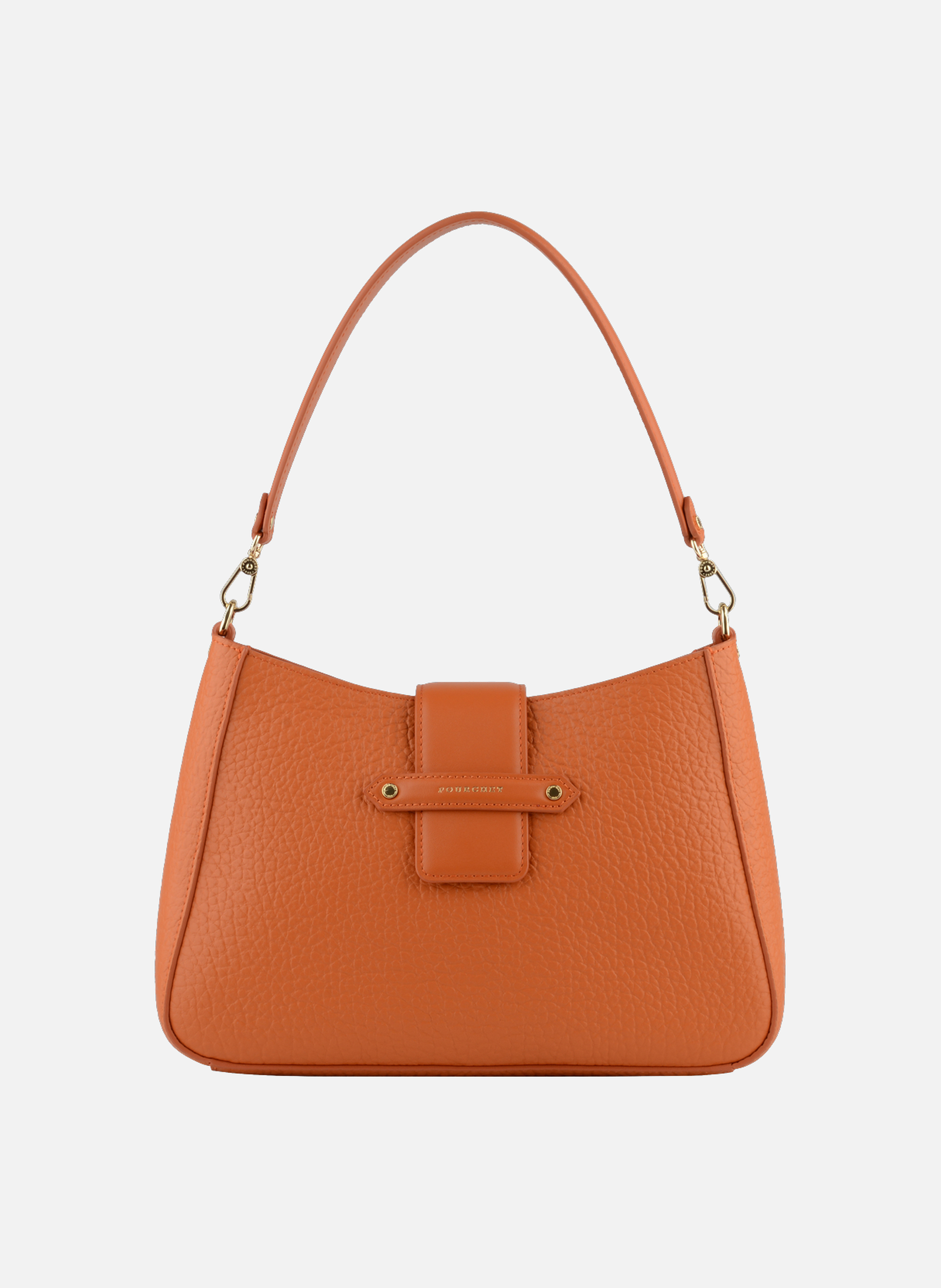Fleuves | sac porté épaule gm en cuir de vachette POURCHET Orange