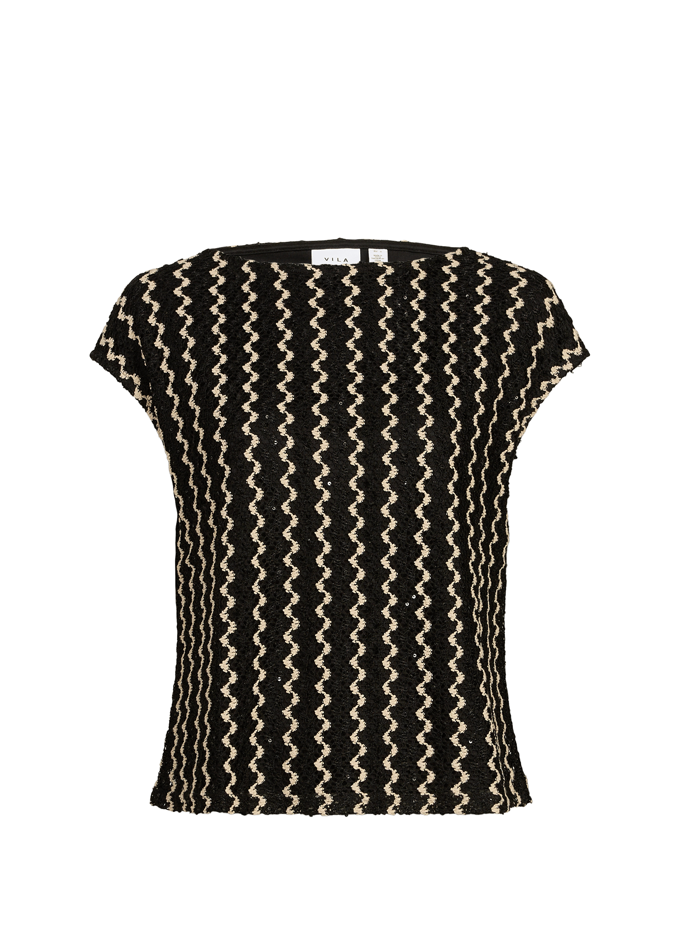 Top Viellen en maille rayée à sequins VILA Noir