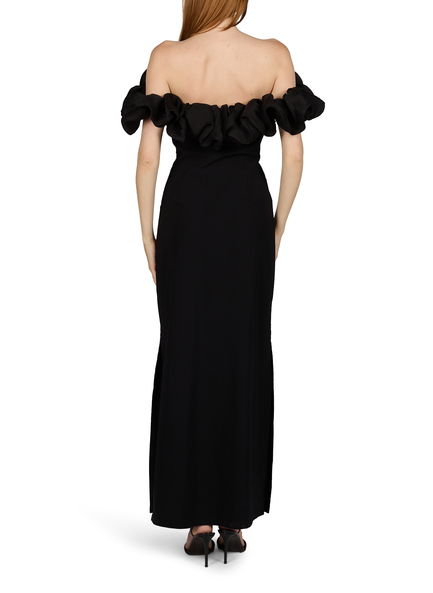 Long dress with ruffled collar OBJECT Black