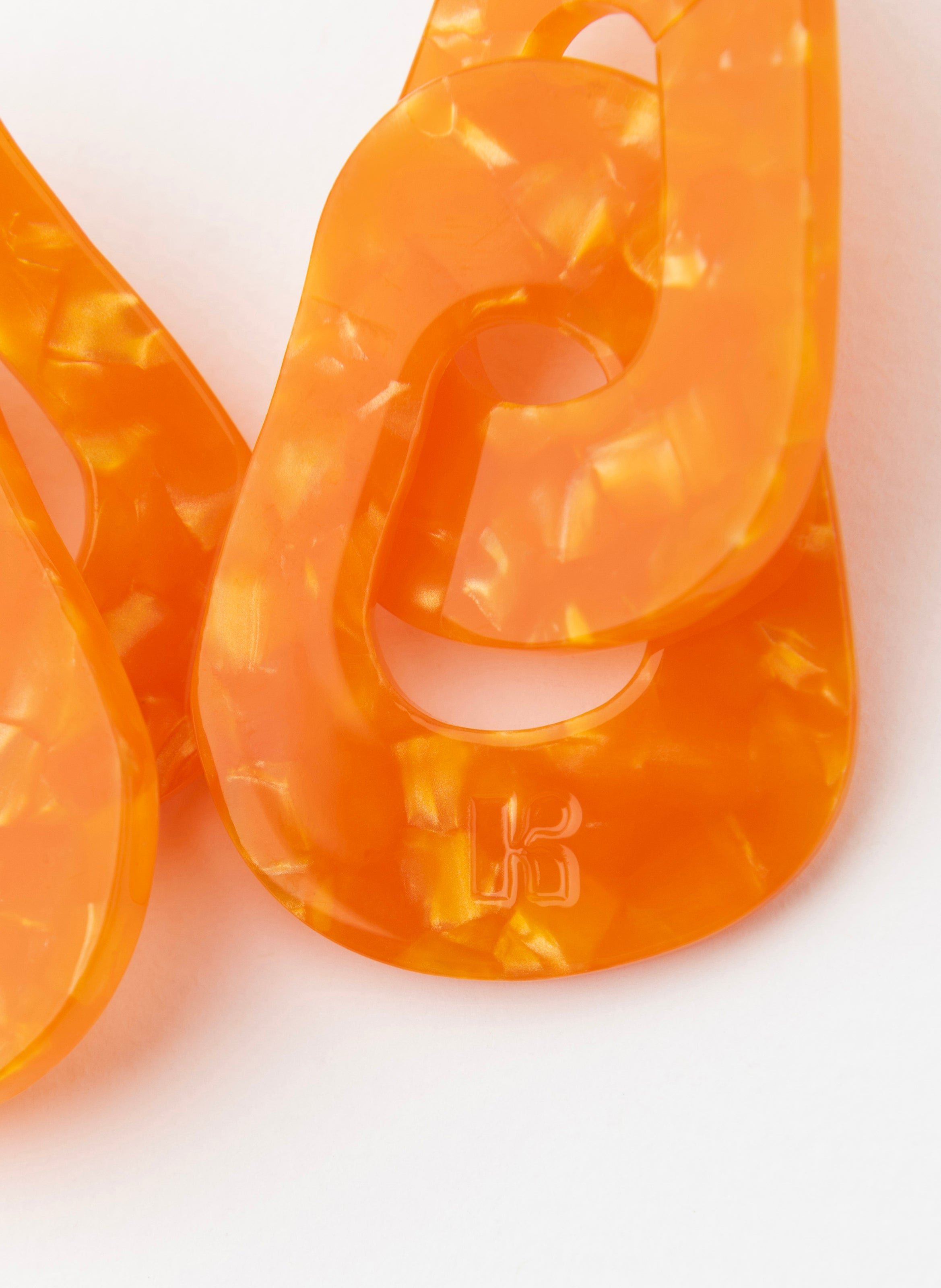 Boucles d'oreilles maillons en acétate de cellulose Orange