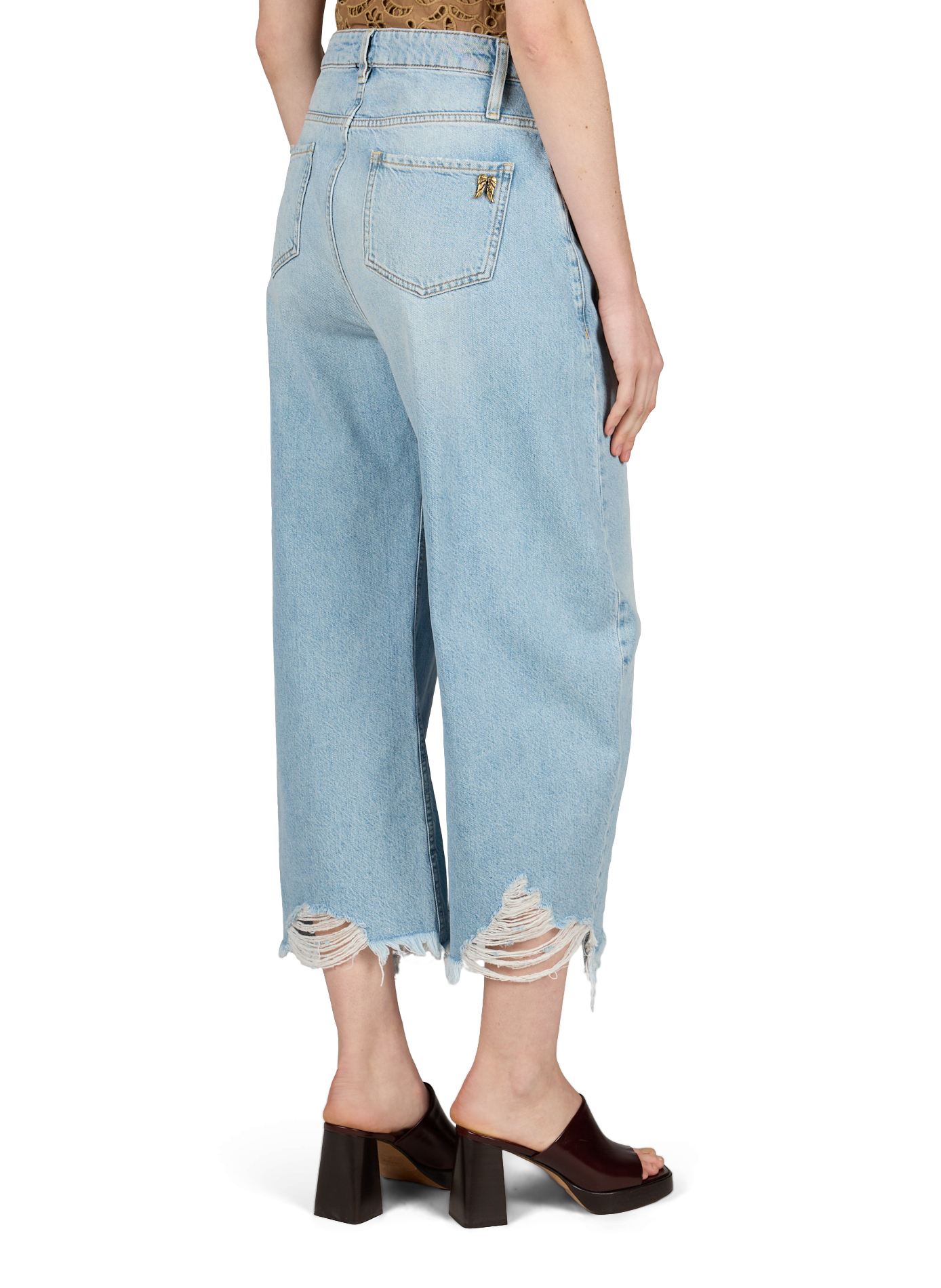 Mixed cotton mom jeans BERENICE Blue