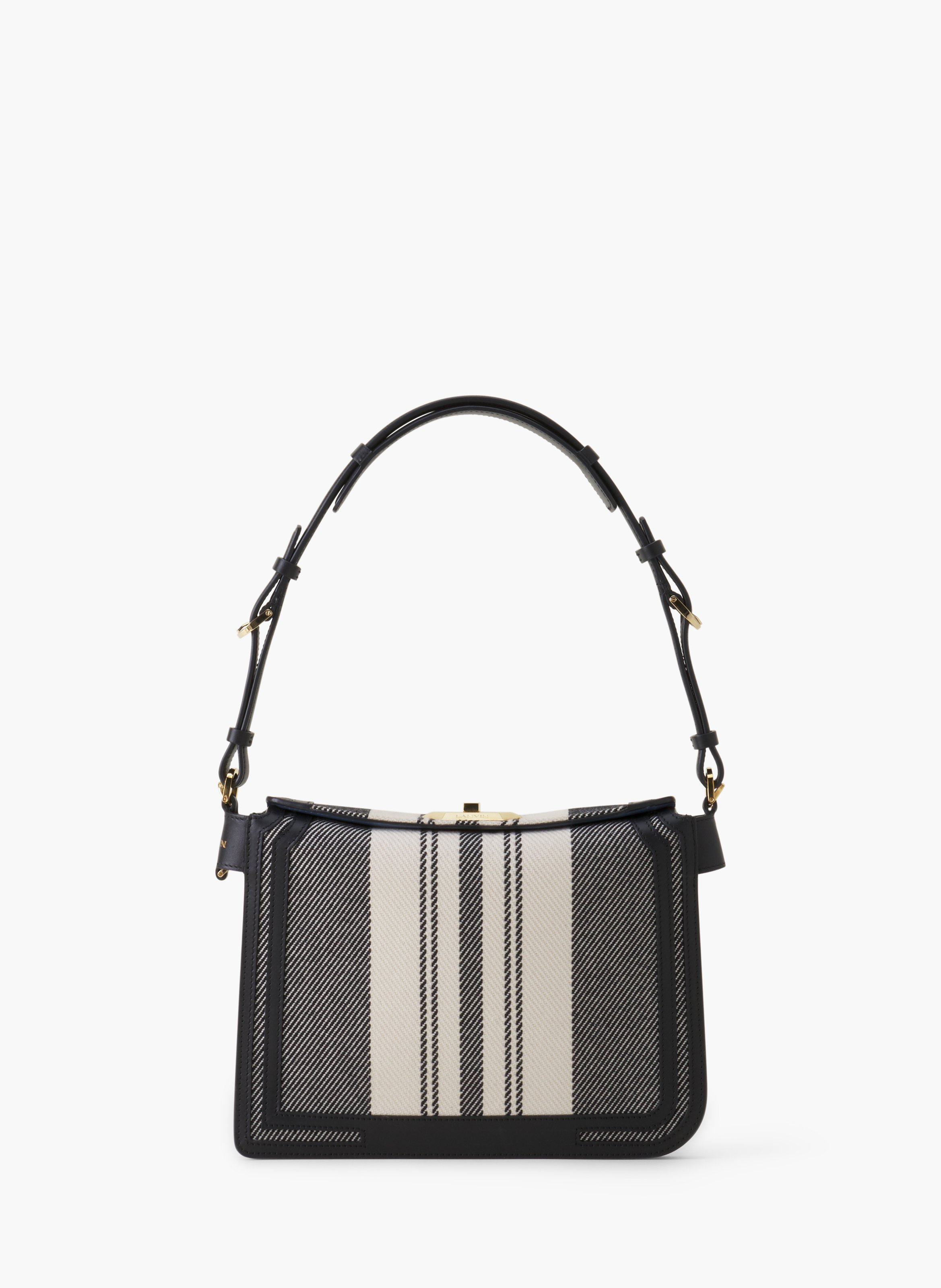Sac compagnon 20 en toile rayée LANVIN Gris