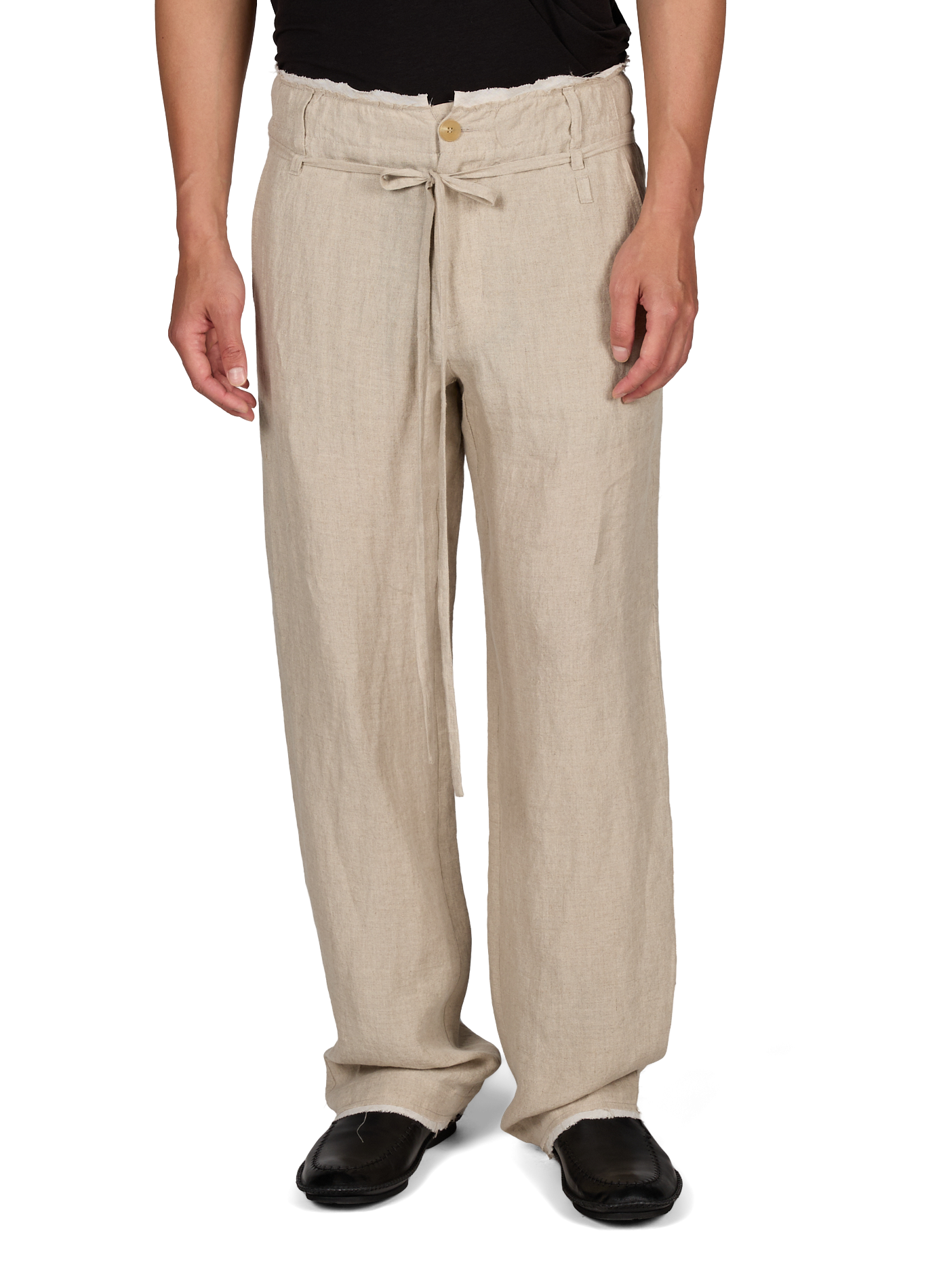 Textured pants with removable belt in blended cotton POST ARCHIVE FACTION Beige