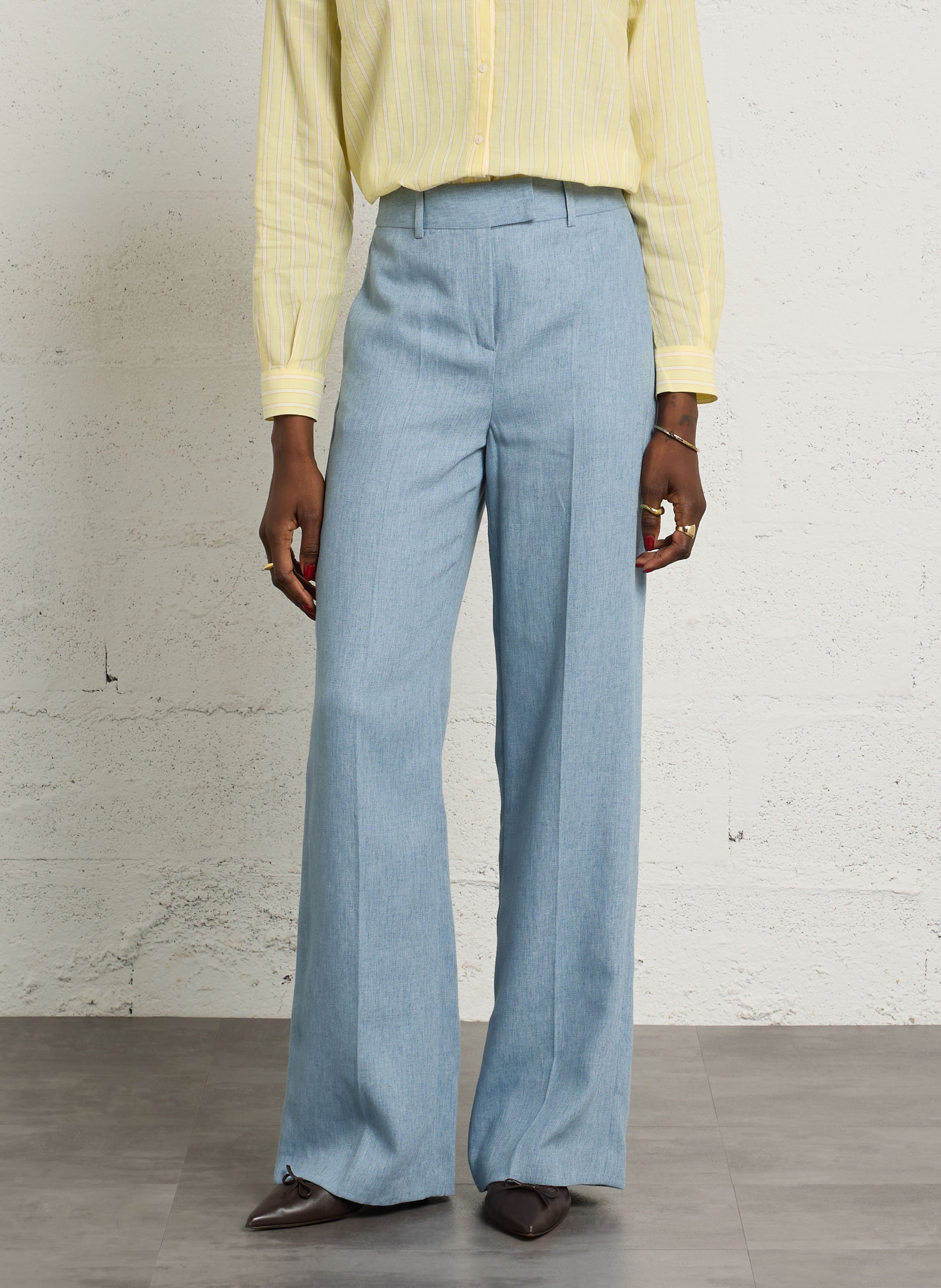 Pantalon droit en lin mélangé layla MAISON 123 Bleu