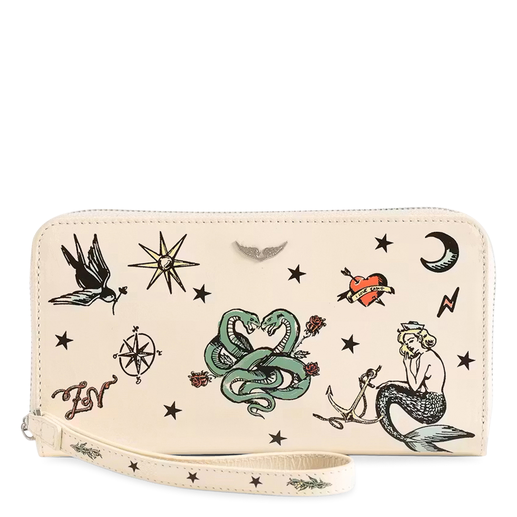Portefeuille en cuir imprimé compagnon ZADIG&VOLTAIRE Blanc