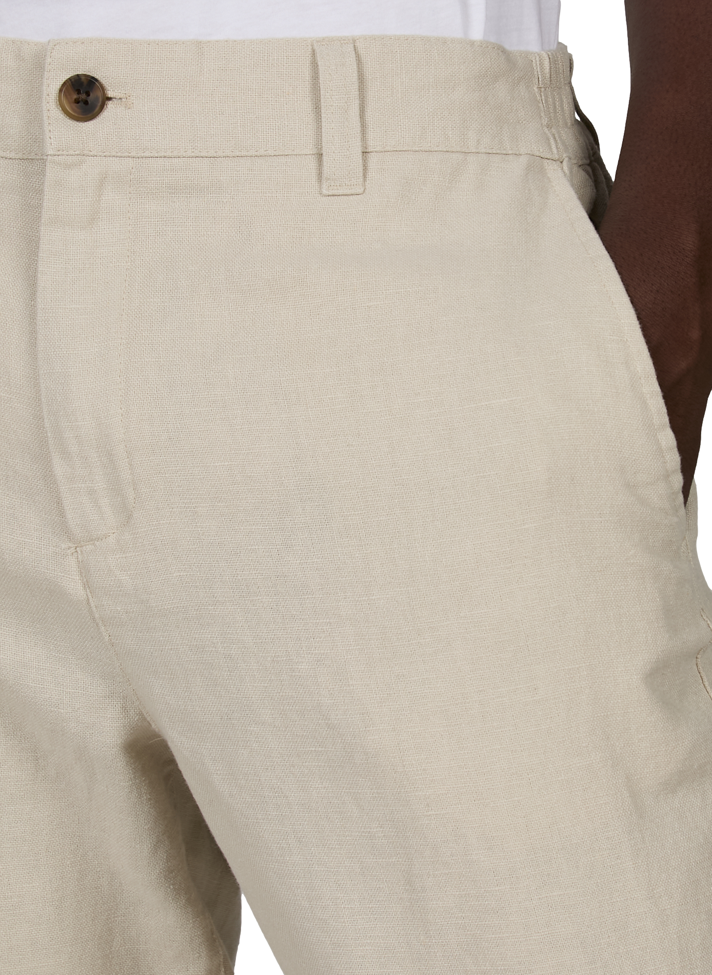 Pantalon droit en lin et coton LES DEUX Beige