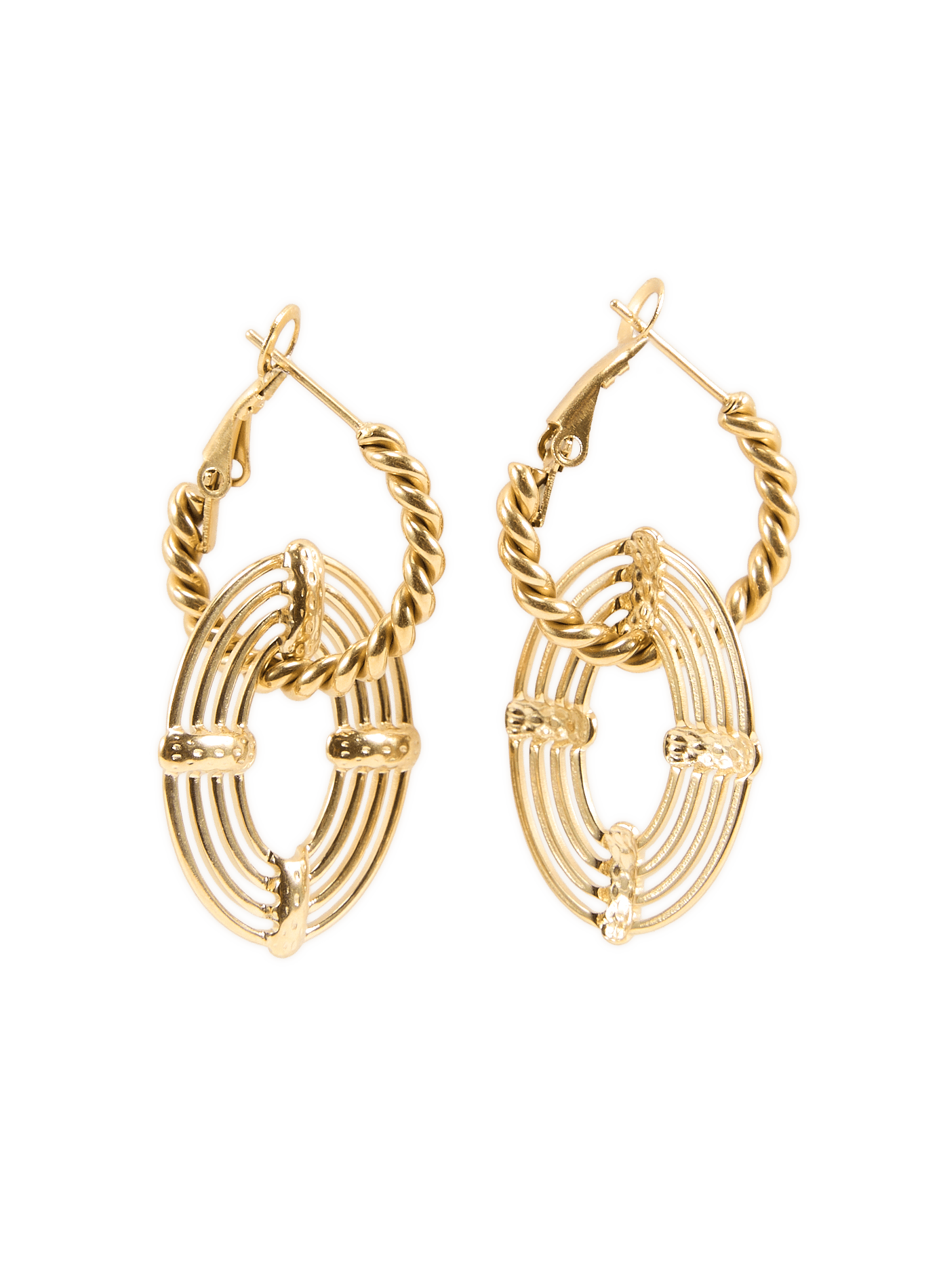 Boucles d'oreilles torsadées à pendants AU PRINTEMPS PARIS Doré