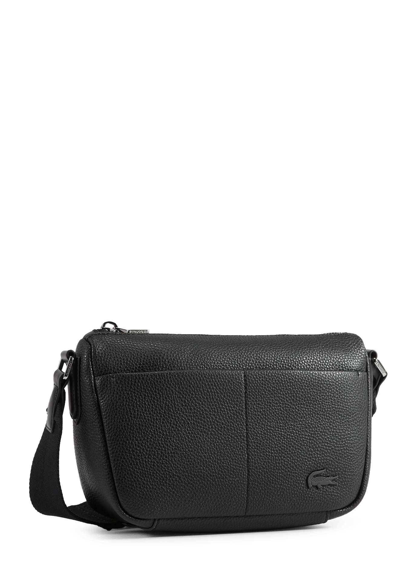Shoulder reporter bag in mixed leather LACOSTE Black