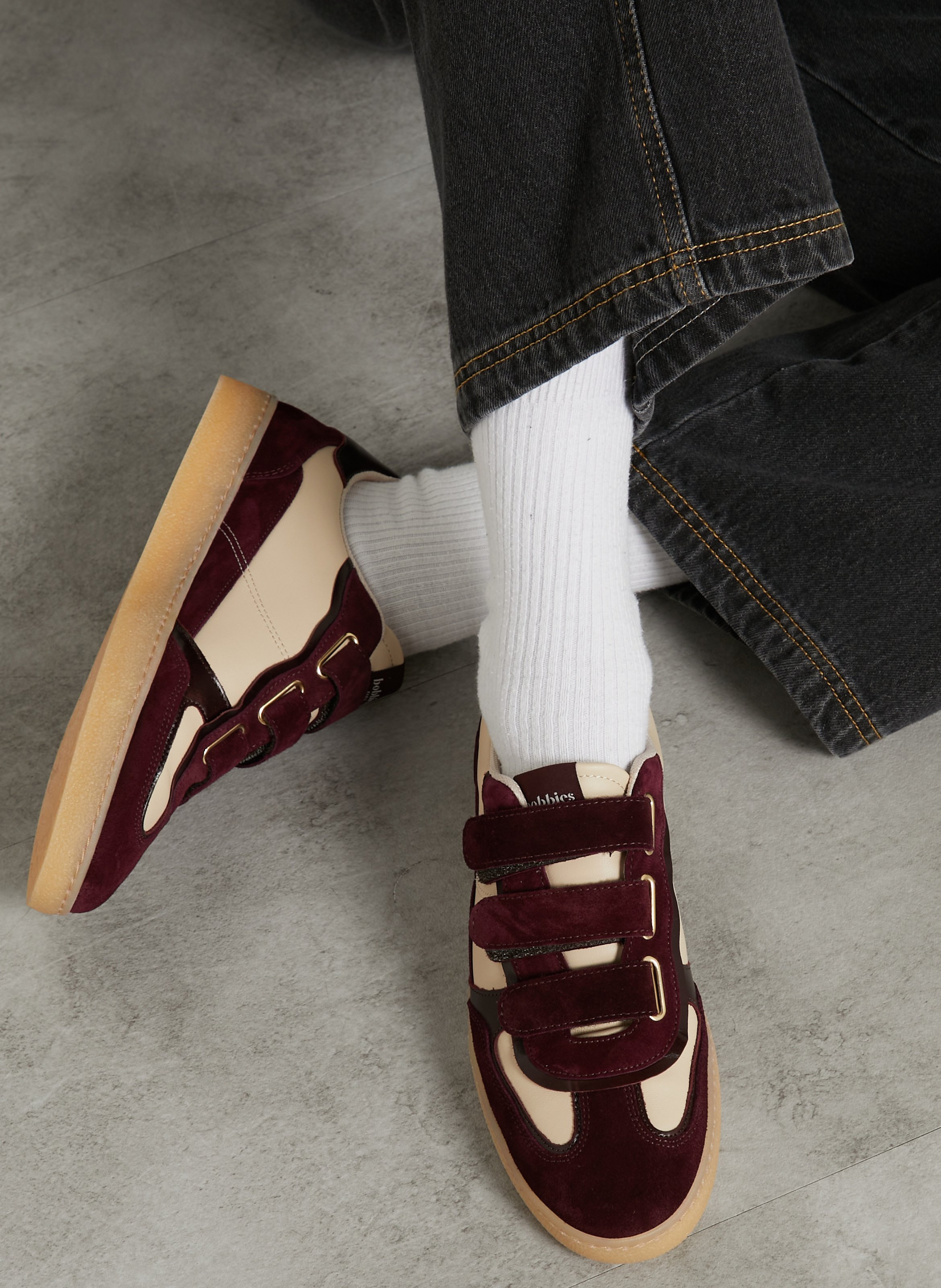 Sneakers met klittenband van lamsleer vesper BOBBIES Paars