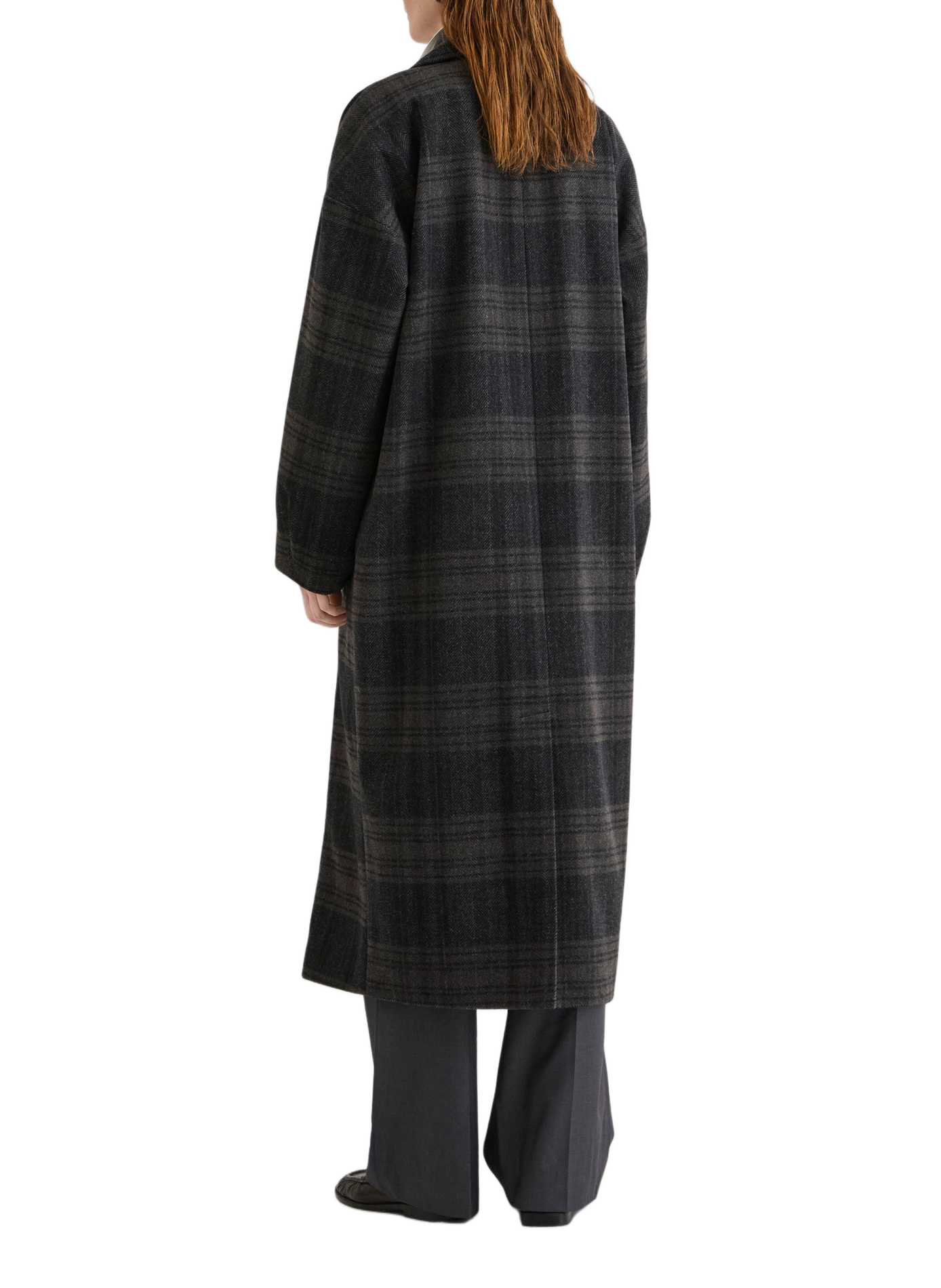 Manteau oversize à carreaux en laine mélangée ROUGE EDIT Noir