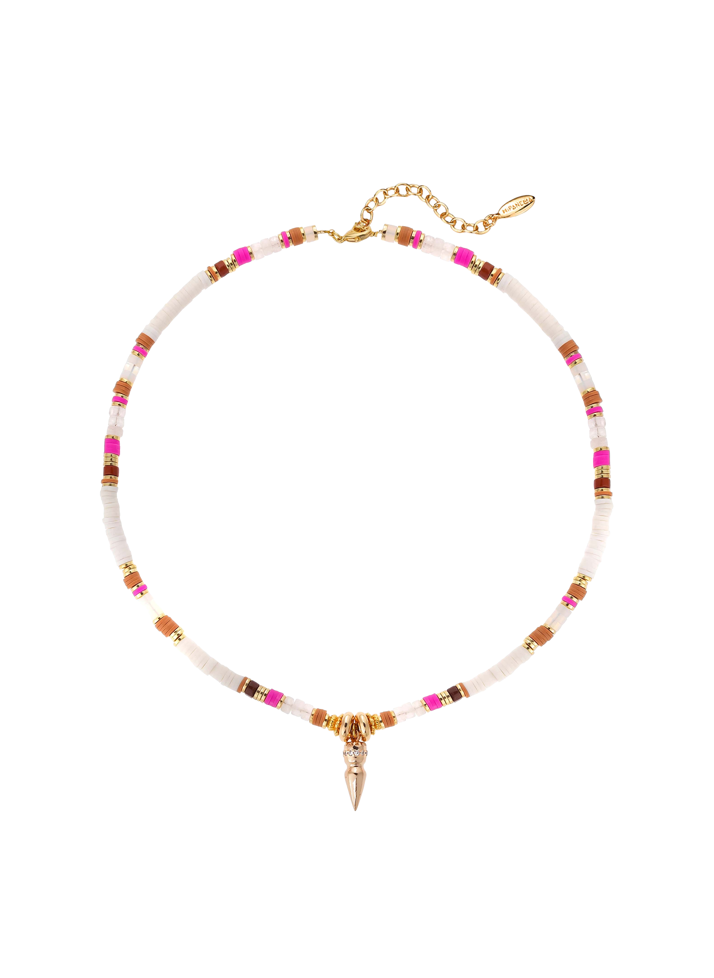 Collier ajustable avec perles et pendentif jaipur HIPANEMA Marron