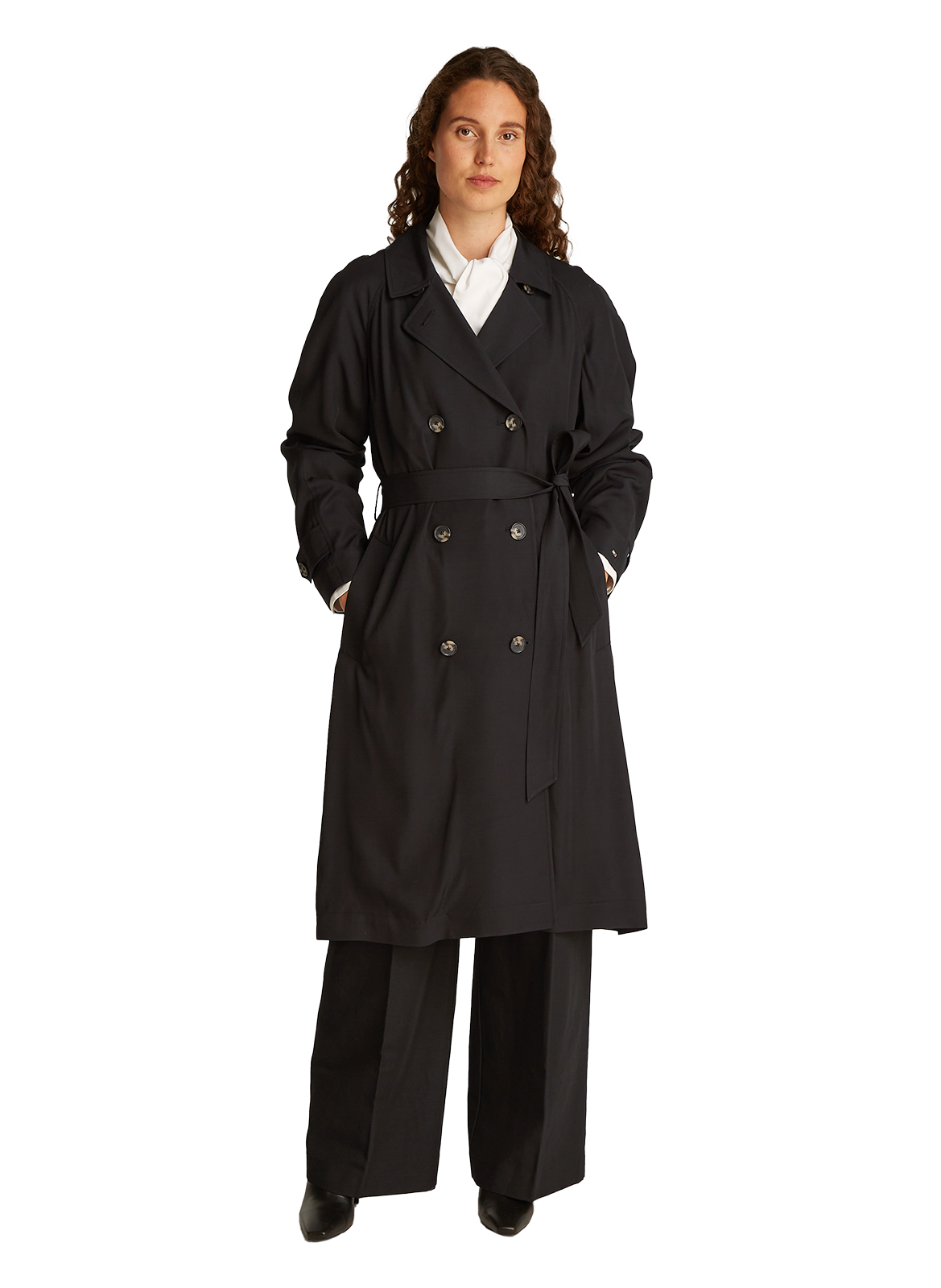 Trench-coat croisé ceinturé TOMMY HILFIGER Noir