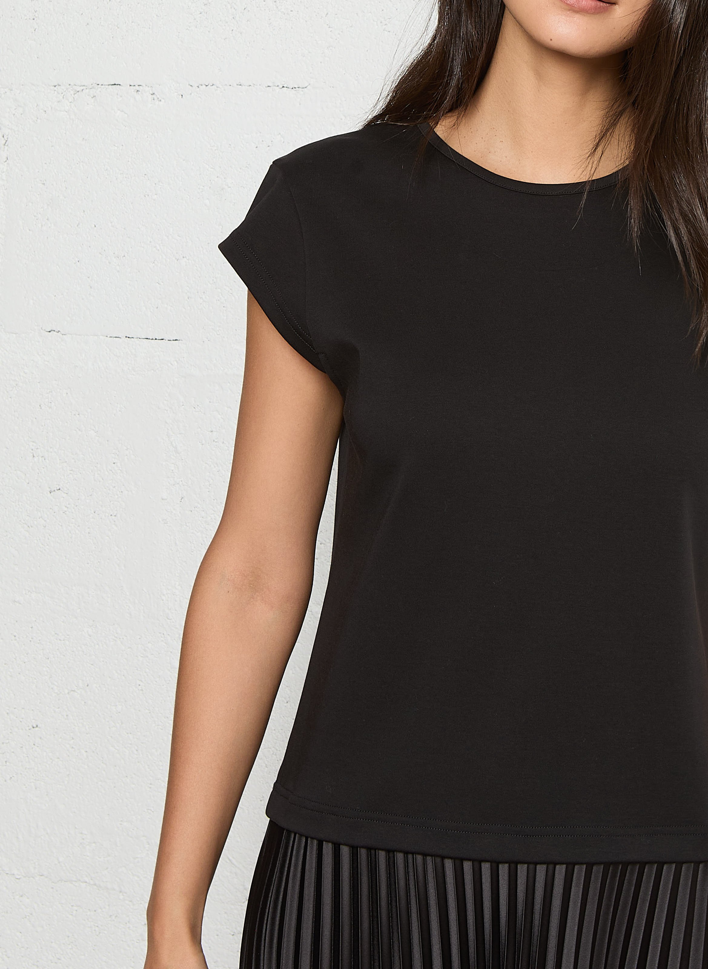 Robe bi-matière devant dos plissée IKKS Noir