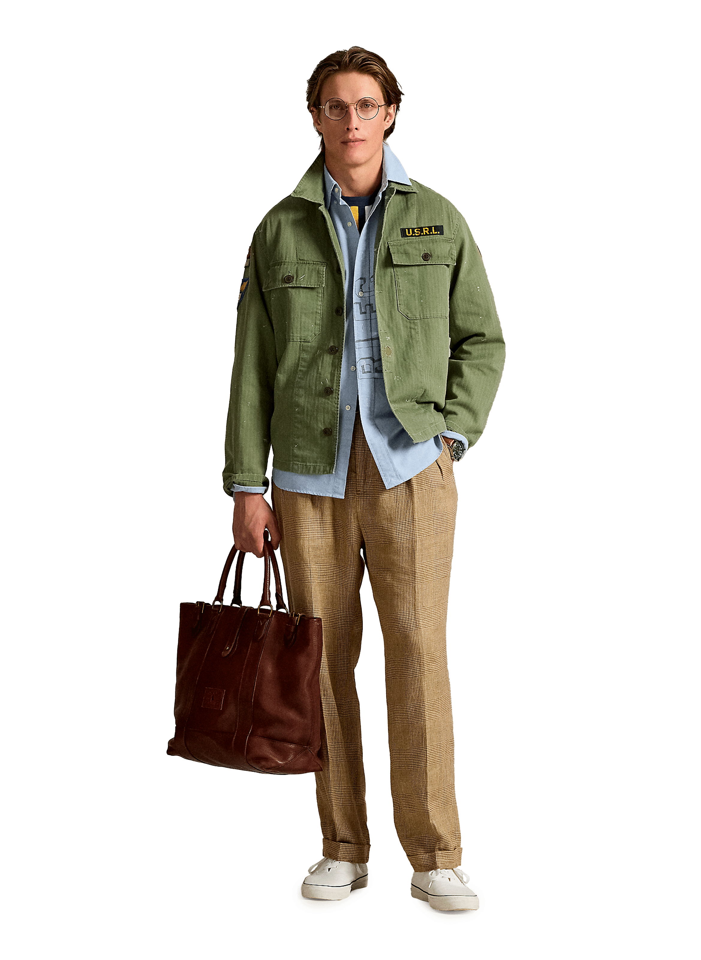 Cotton shirt with patches POLO RALPH LAUREN Green