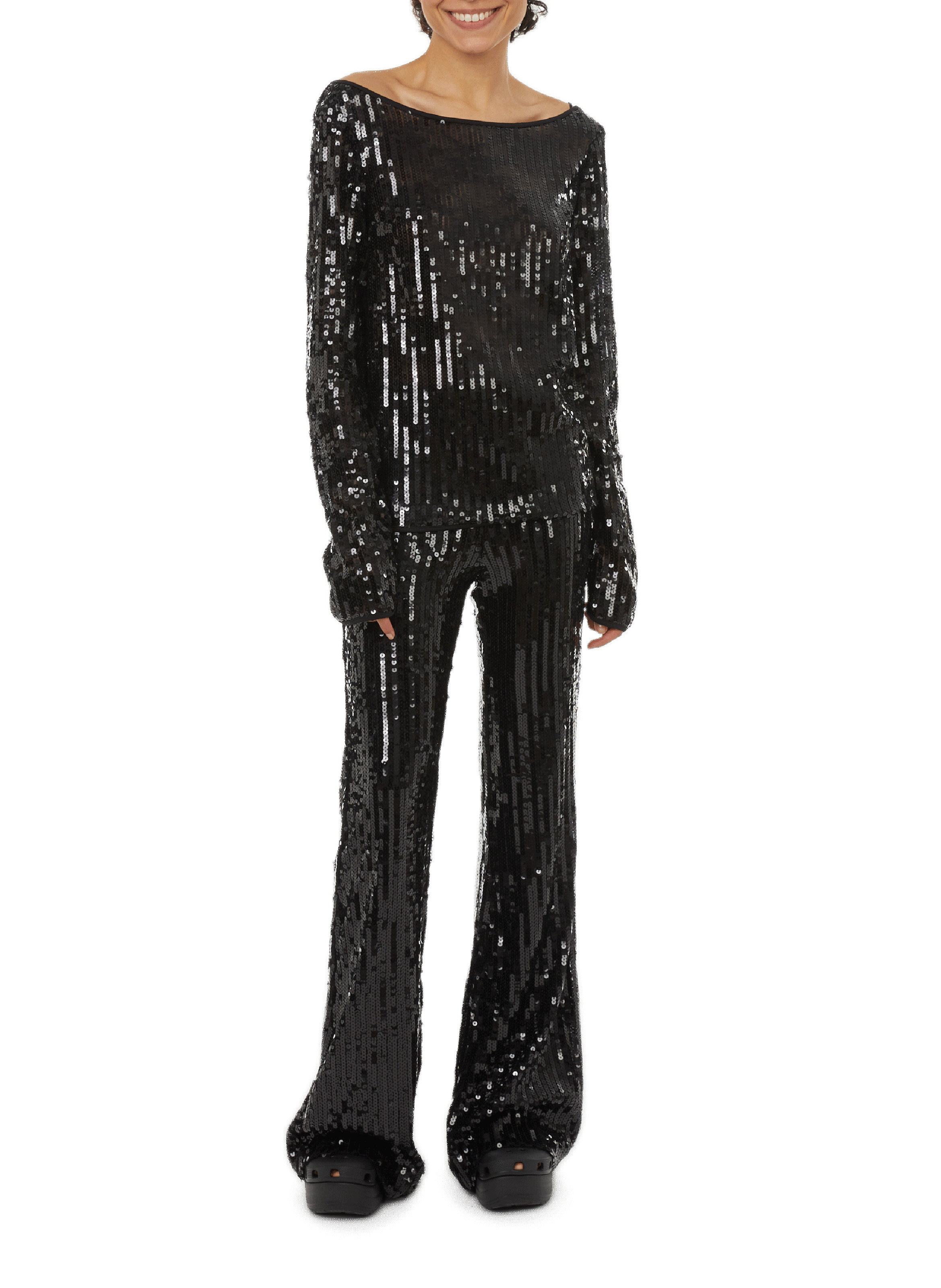 T-shirt à sequins ROTATE Noir