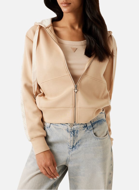 Hoodie zippé néoprène Beige by GUESS GUESS Hoodie zippé néoprène Beige