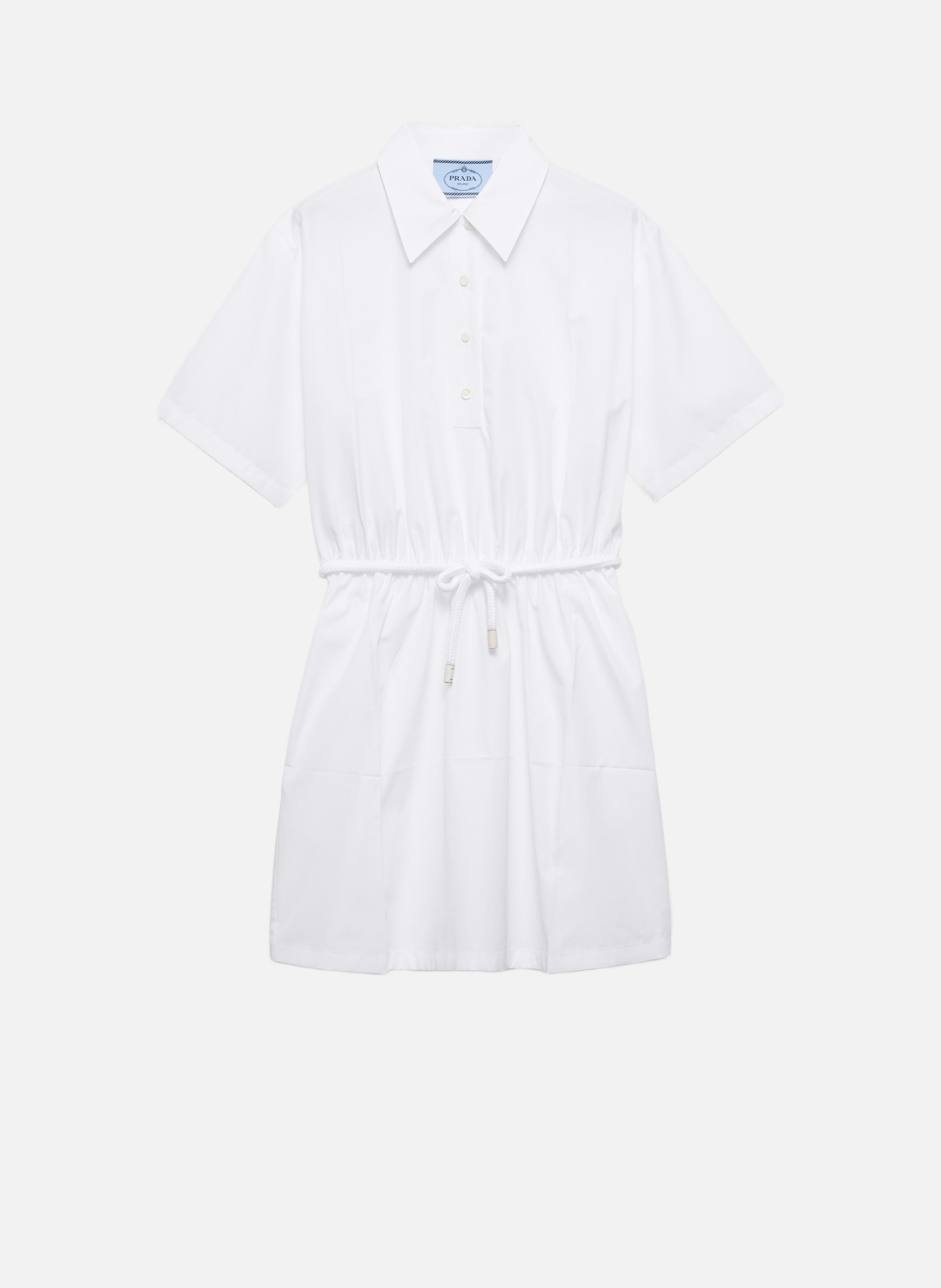 Robe courte en popeline PRADA Blanc
