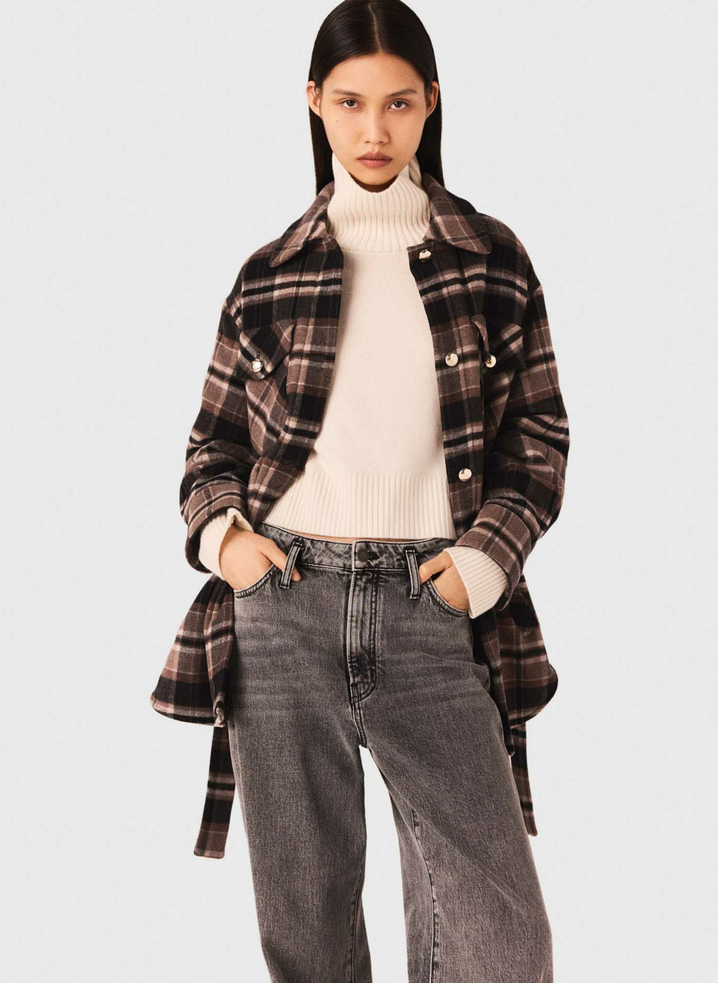 Manteau col classique en laine mélangée MAJE Marron