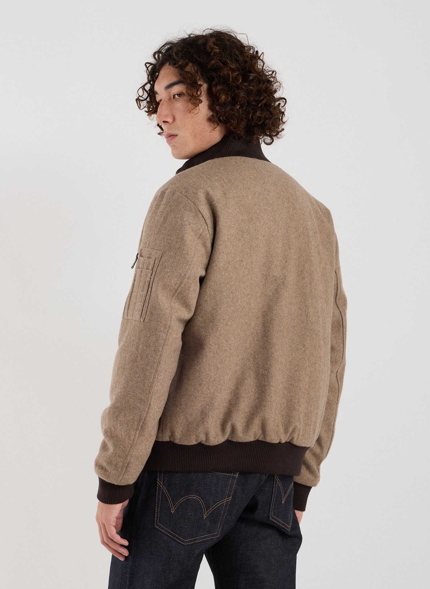 Blouson uni en laine mélangée BOMBERS ORIGINAL Marron