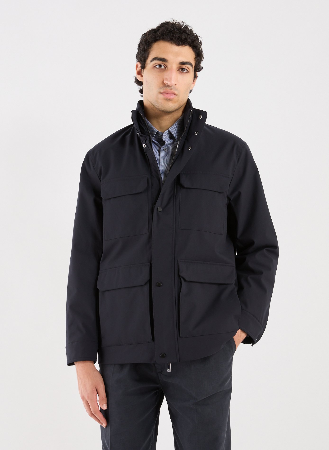 ARMANI EXCHANGE Blouson droit col montant Bleu