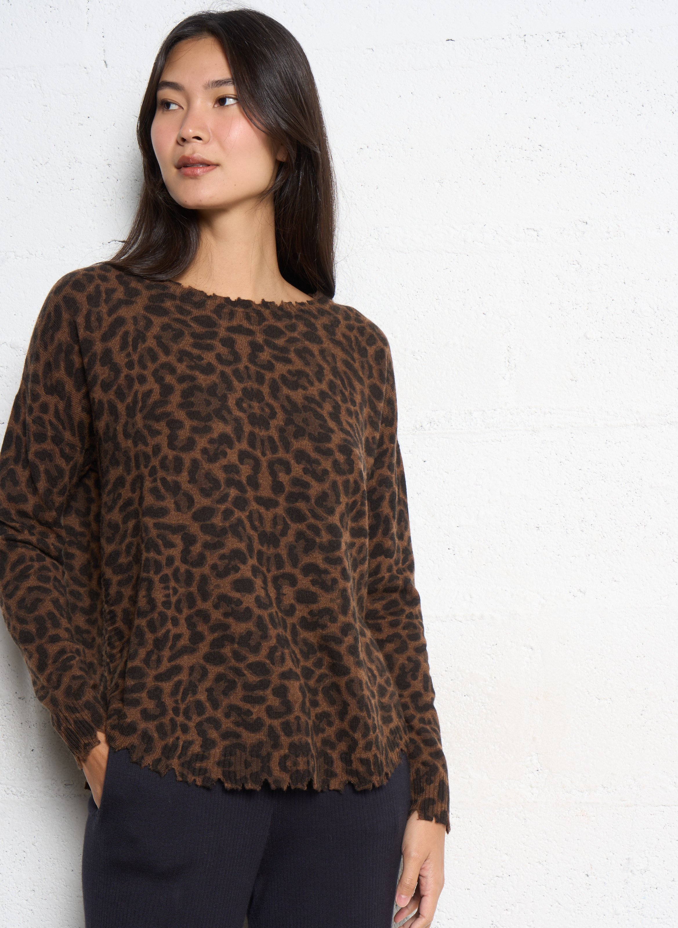 Pull col bateau en cachemire melah KUJTEN Marron