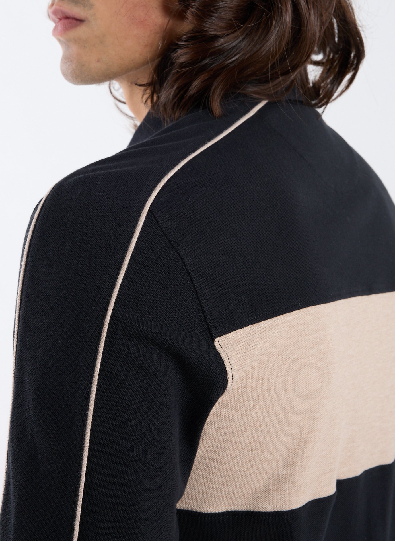 Long-sleeved polo shirt with logo EDEN PARK Black