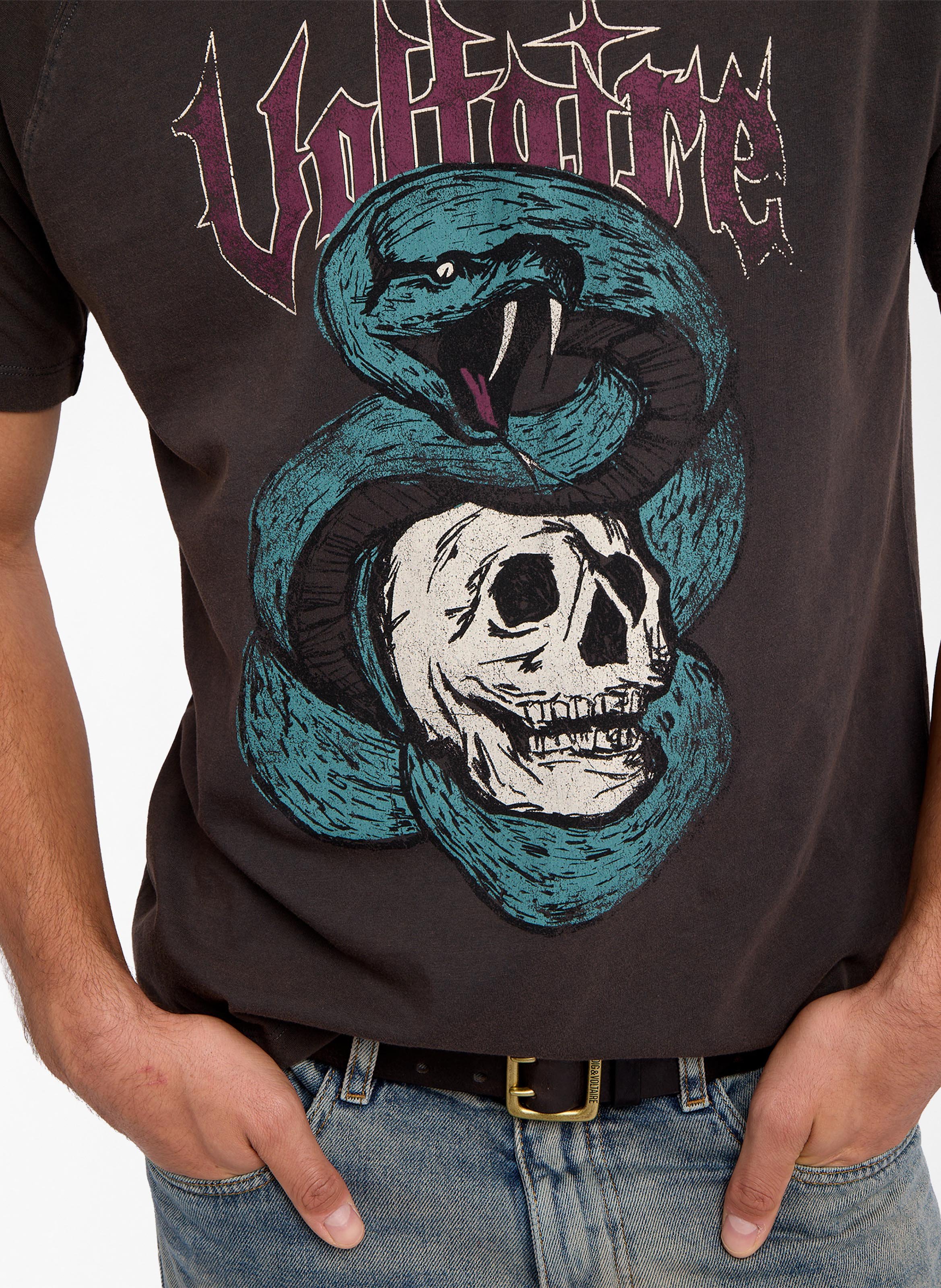 Tee-shirt droit col rond imprimé torry ZADIG&VOLTAIRE Noir