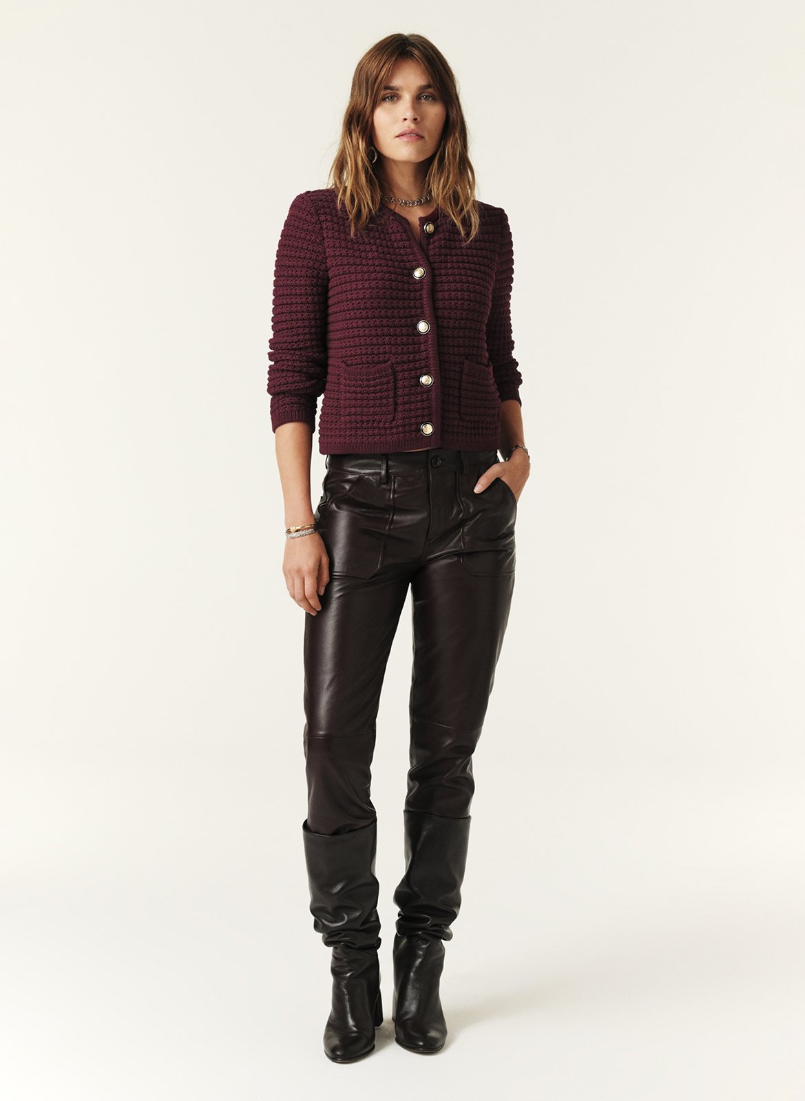 Gilet manches longues en coton mélangé gaspard BA&SH Violet