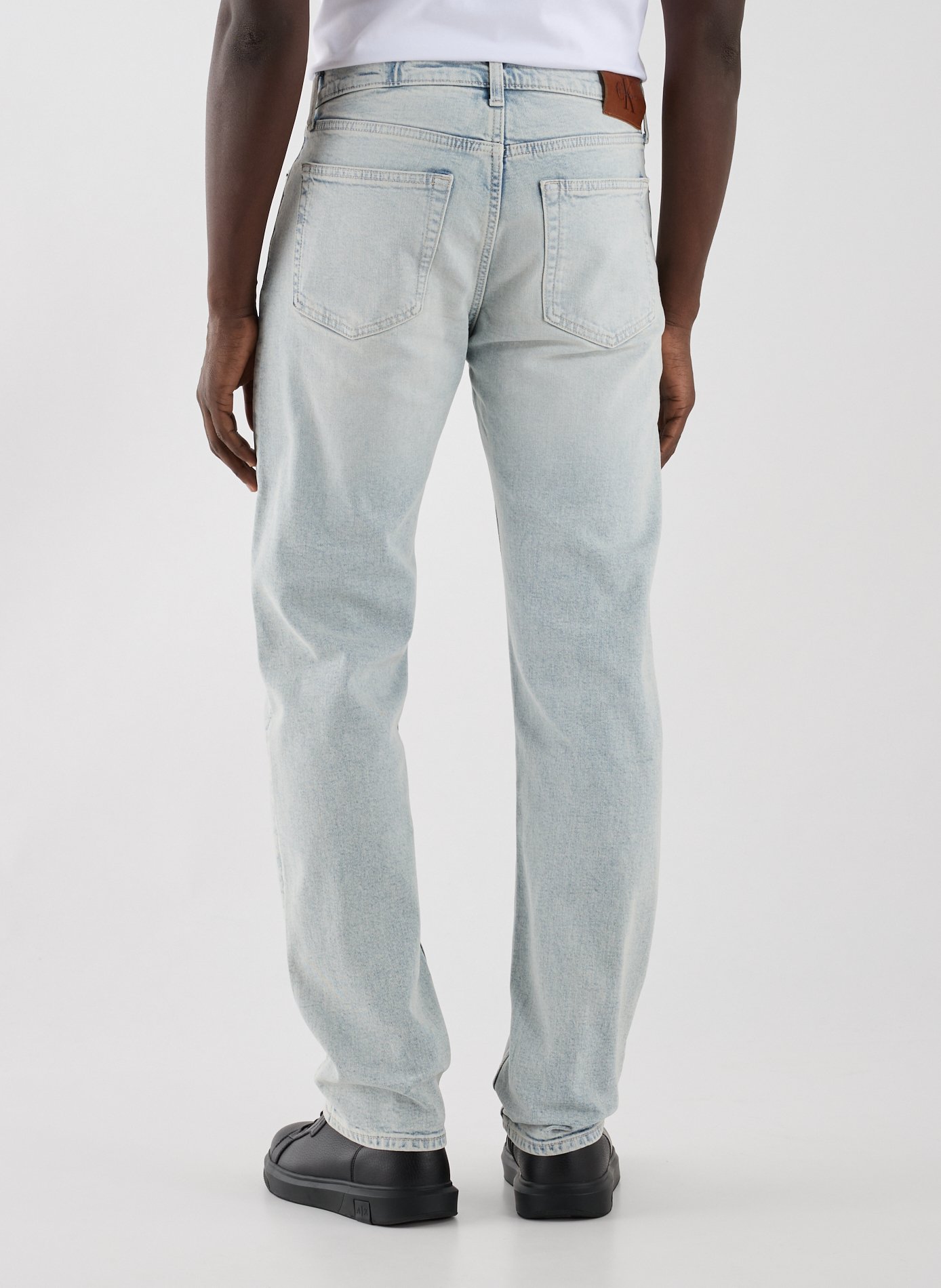 Jean droit en coton et laine mélangés CALVIN KLEIN Bleu