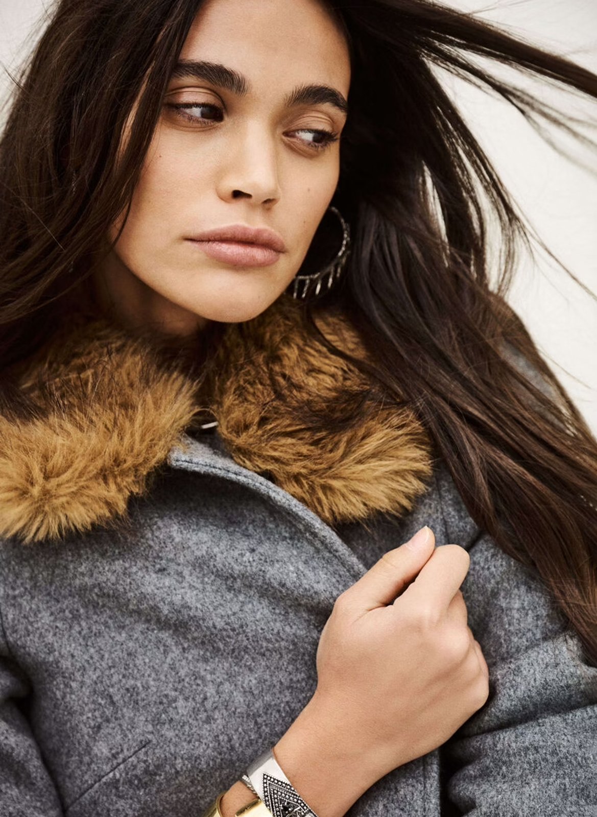 Manteau droit en laine mélangée talling BA&SH Gris