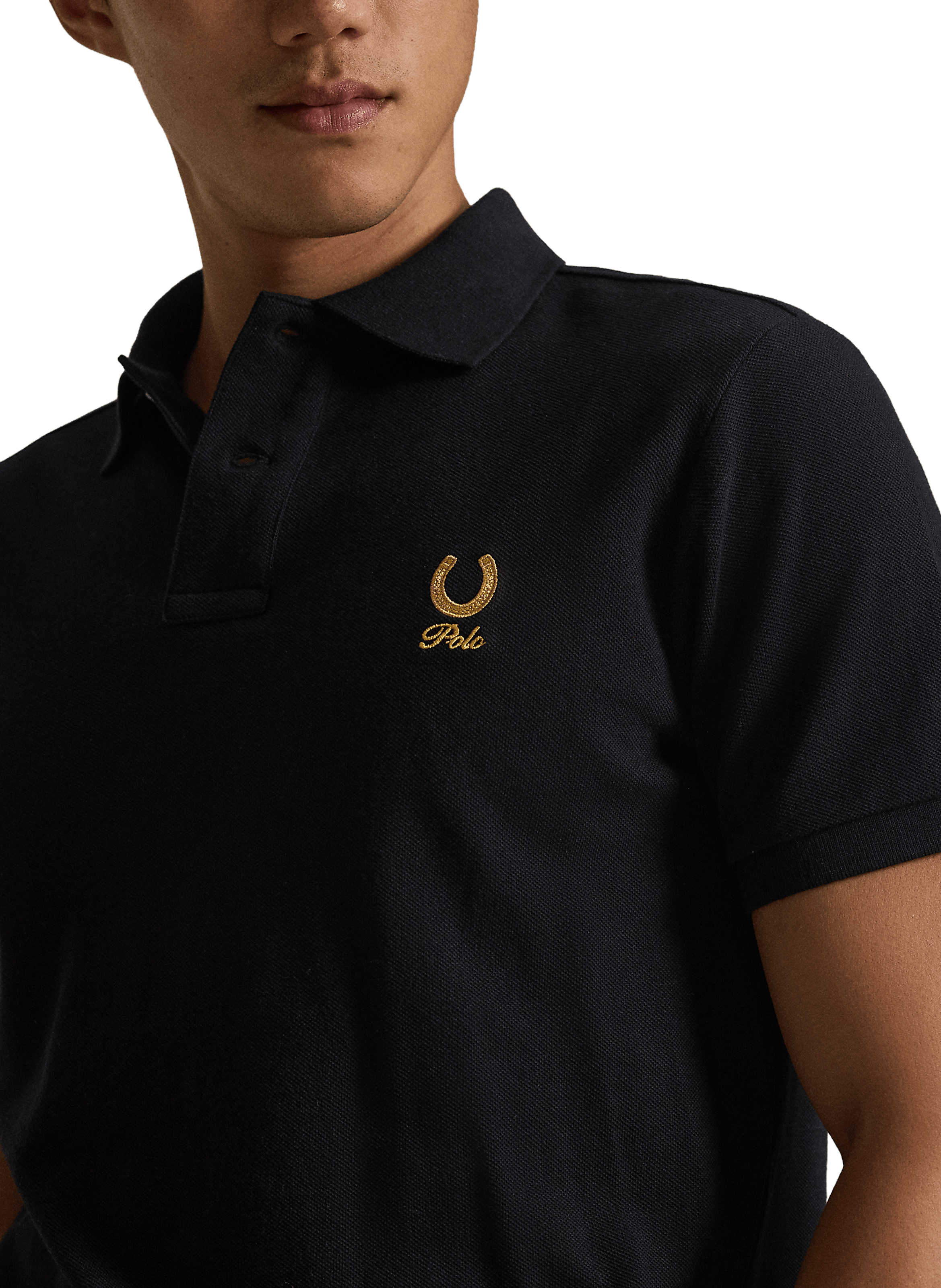 Polo manches courtes à logo en coton POLO RALPH LAUREN Noir