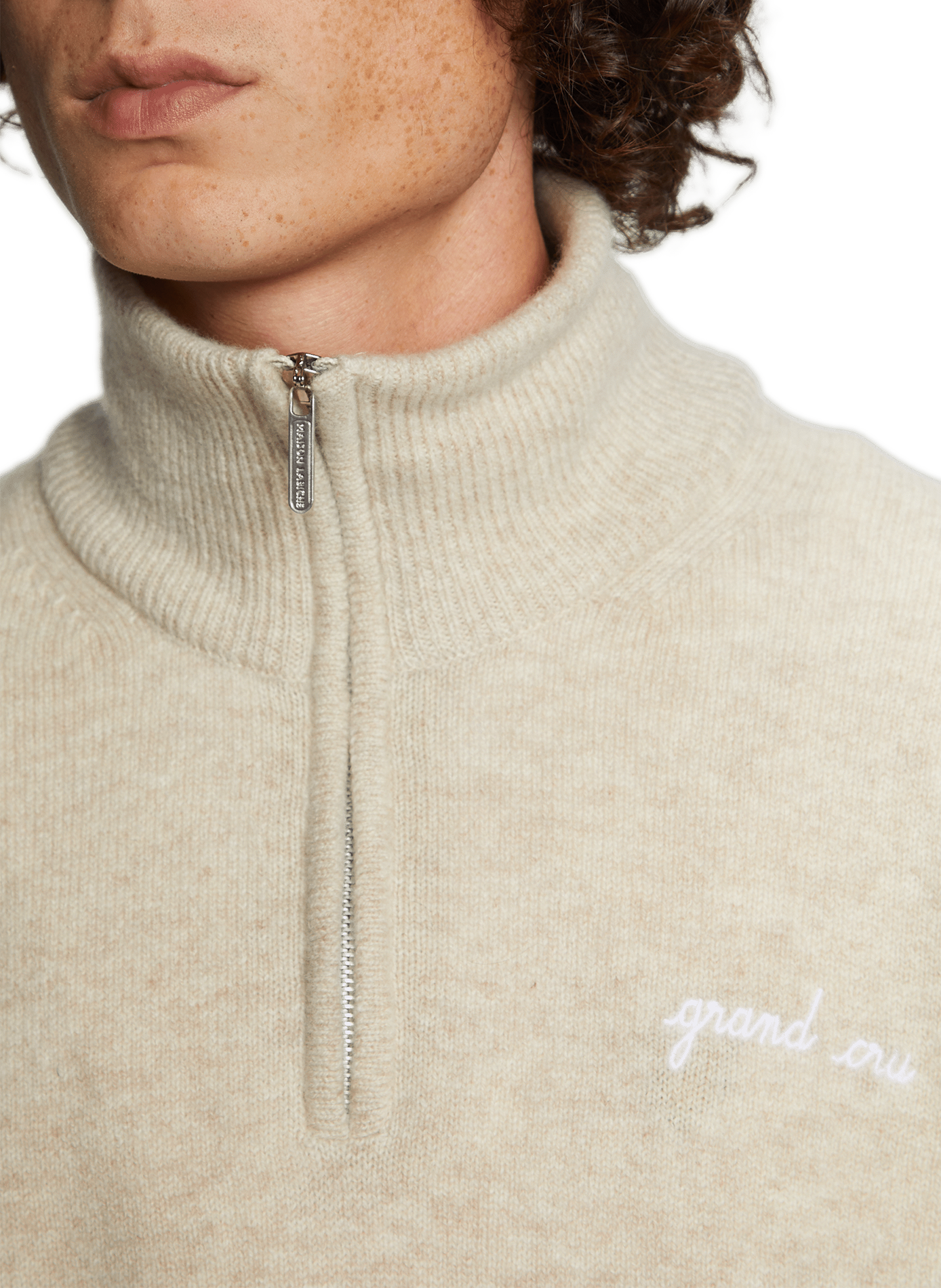 Virgin wool zip-neck sweater MAISON LABICHE Beige