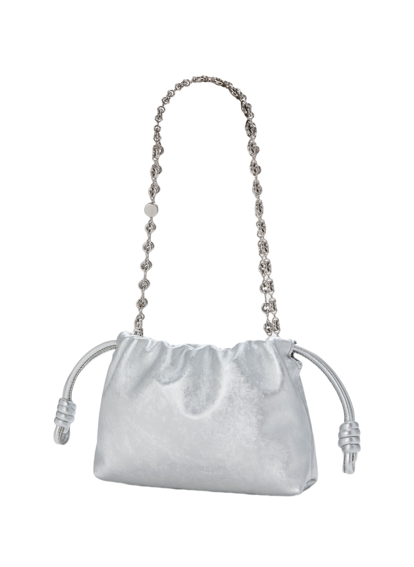 Mini Flamenco purse en cuir de veau à imprimé moiré LOEWE Argent