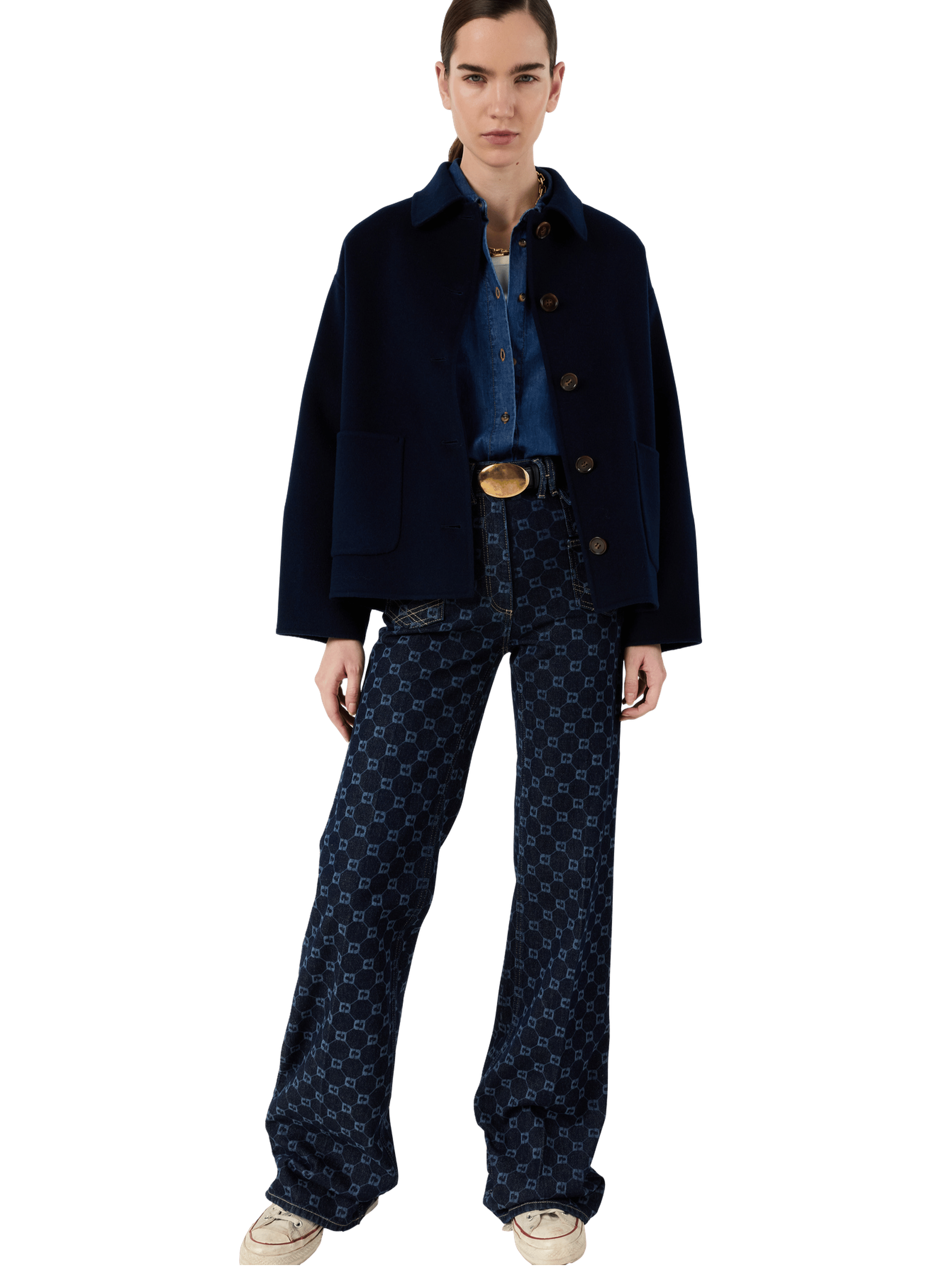 Manteau court en laine double face - PERRINEA GERARD DAREL Bleu