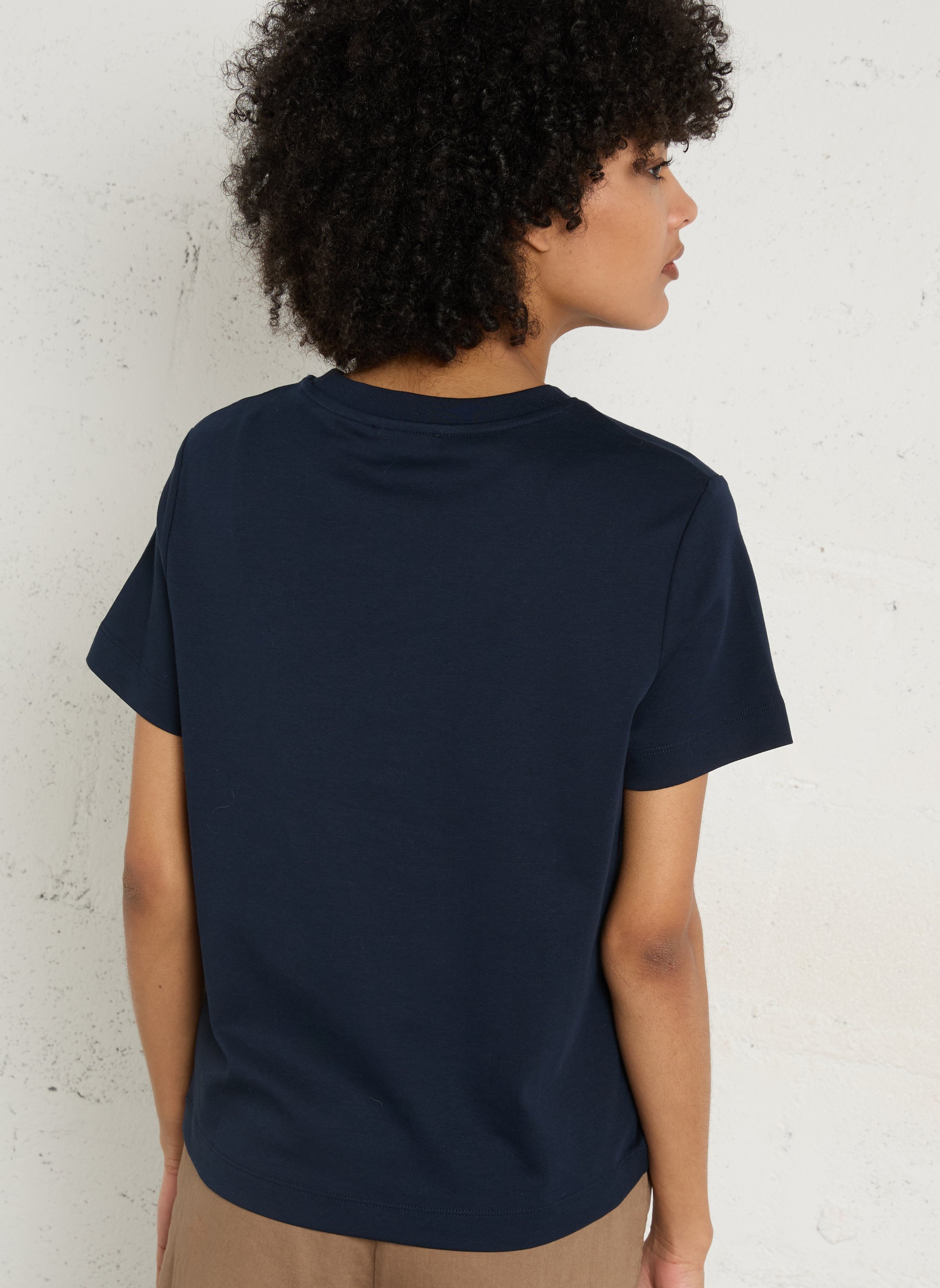 Tee-shirt droit col rond en coton leni MAISON 123 Bleu
