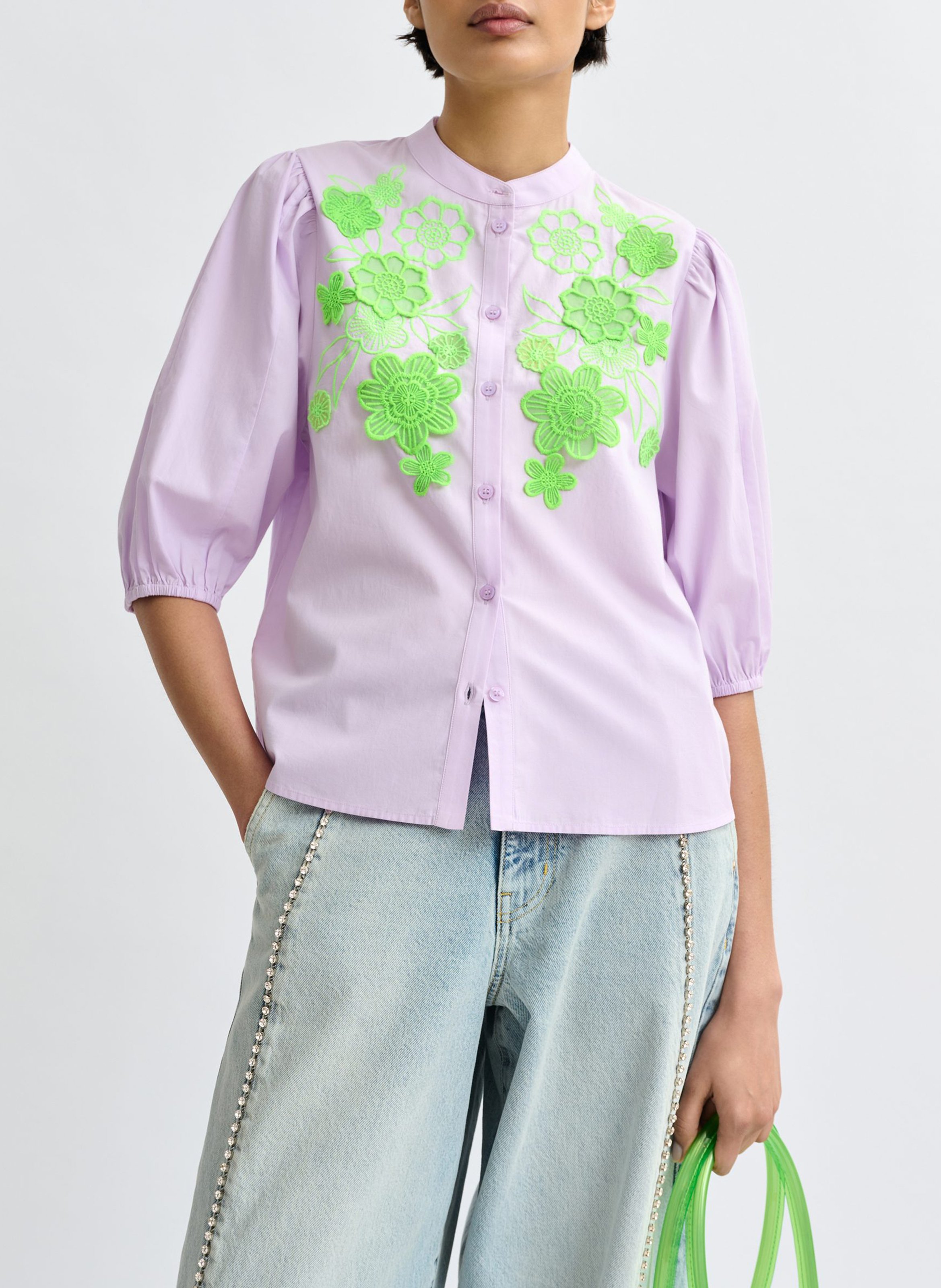 Chemise col rond en coton jorja ESSENTIEL ANTWERP Violet