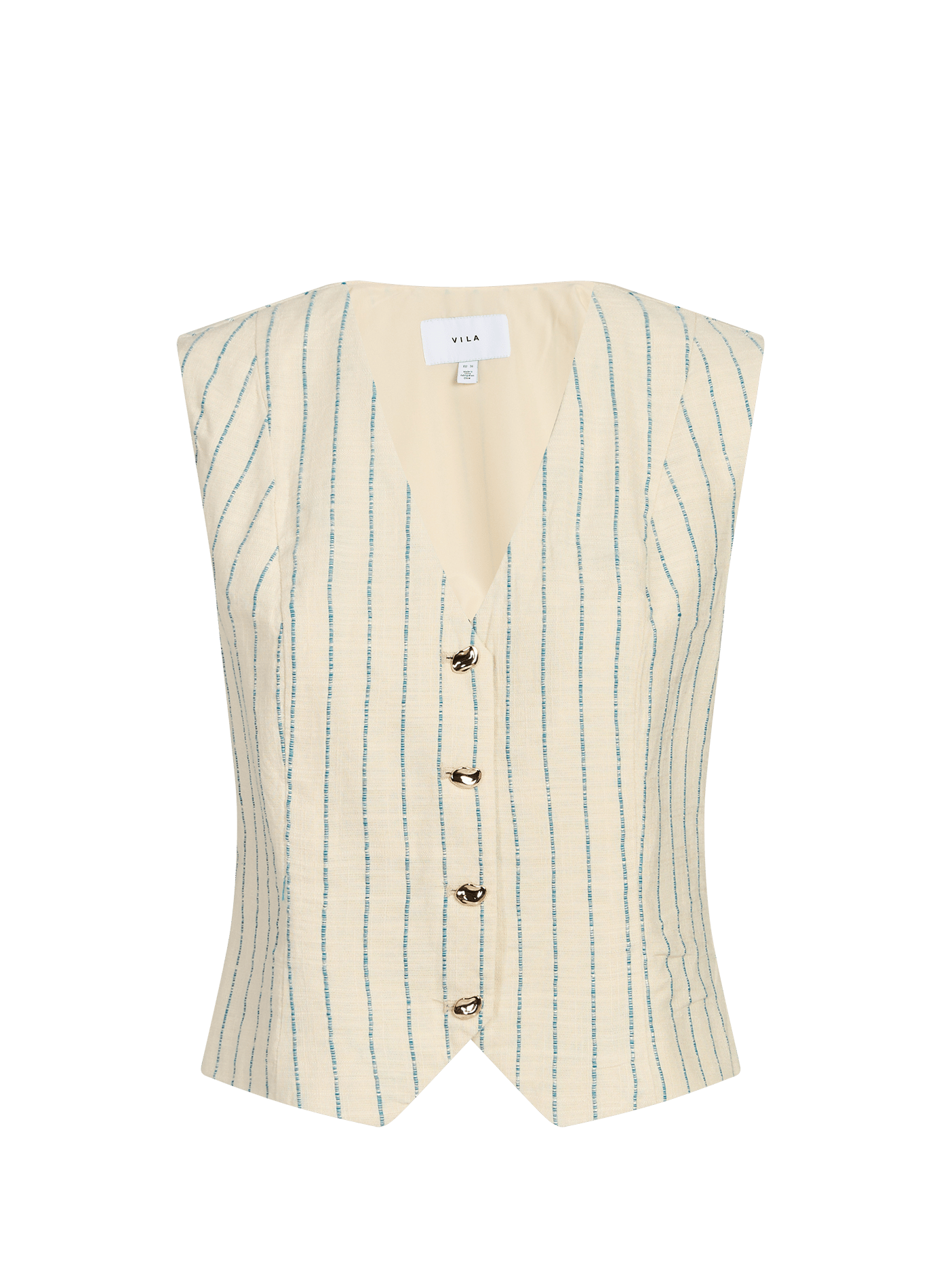 Striped sleeveless jacket VILA Beige