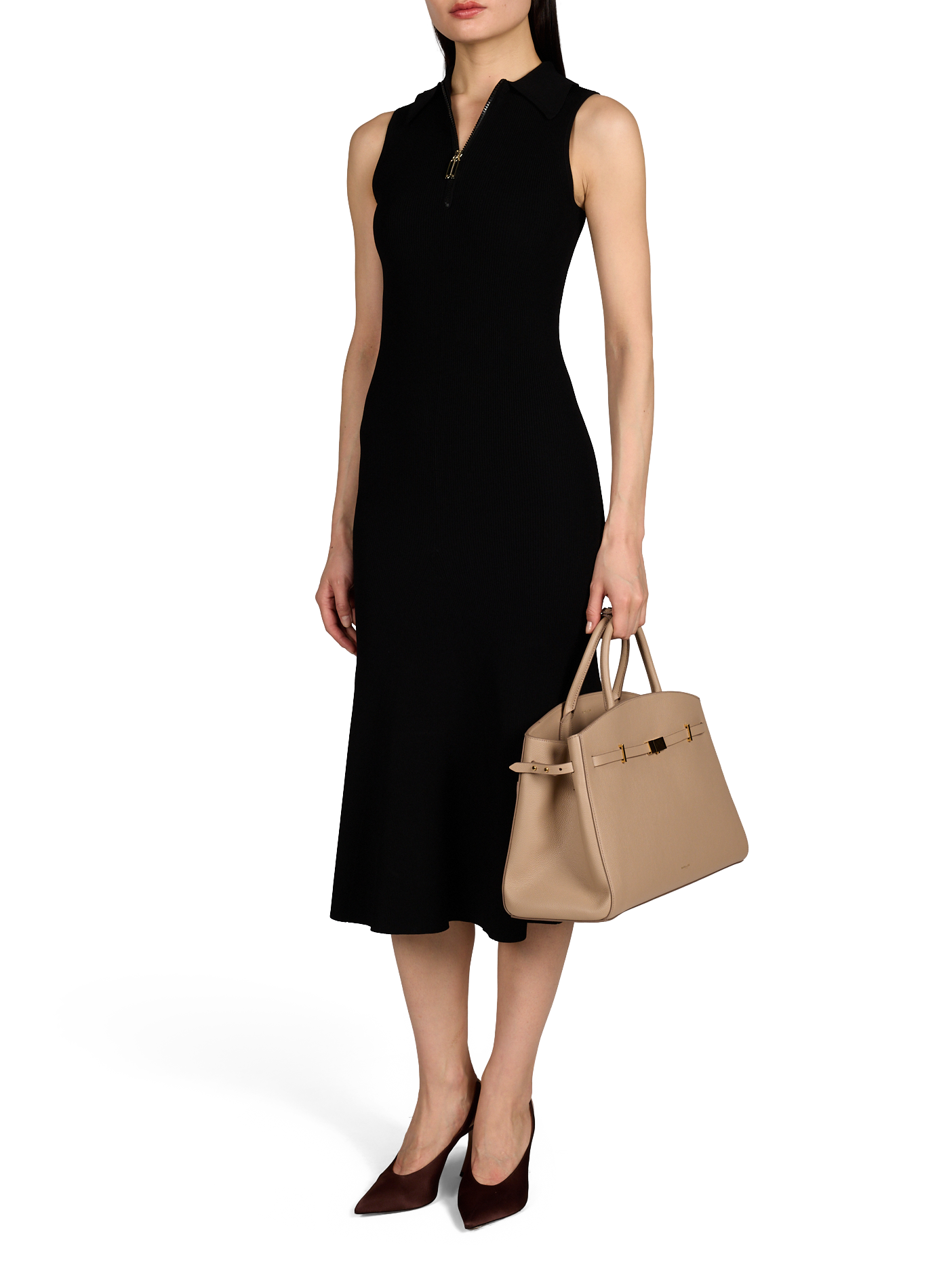 Robe longue moulante côtelée VICTORIA BECKHAM Noir