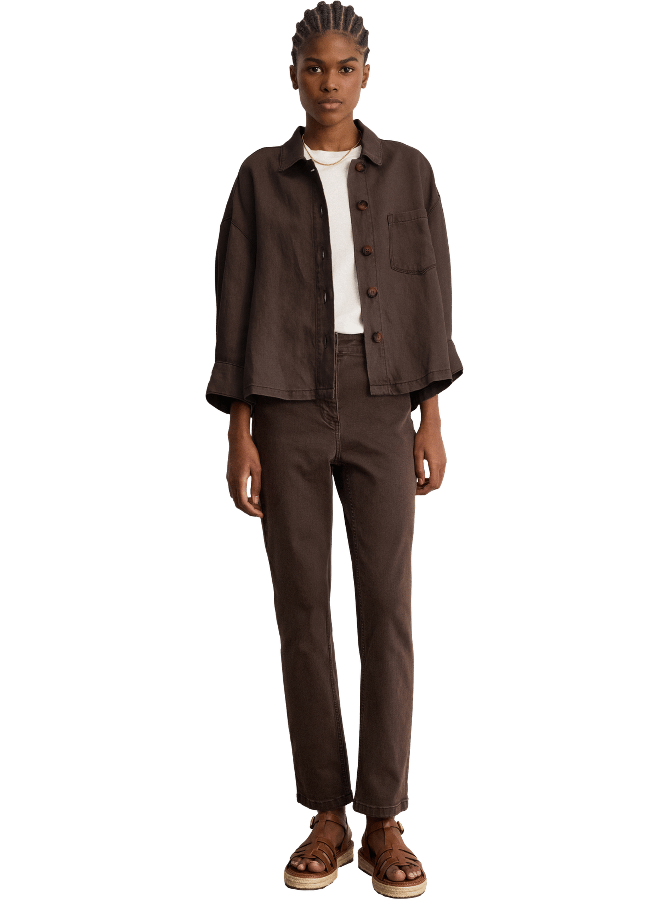 Surchemise fluide en lyocell et lin - manelle PABLO Marron