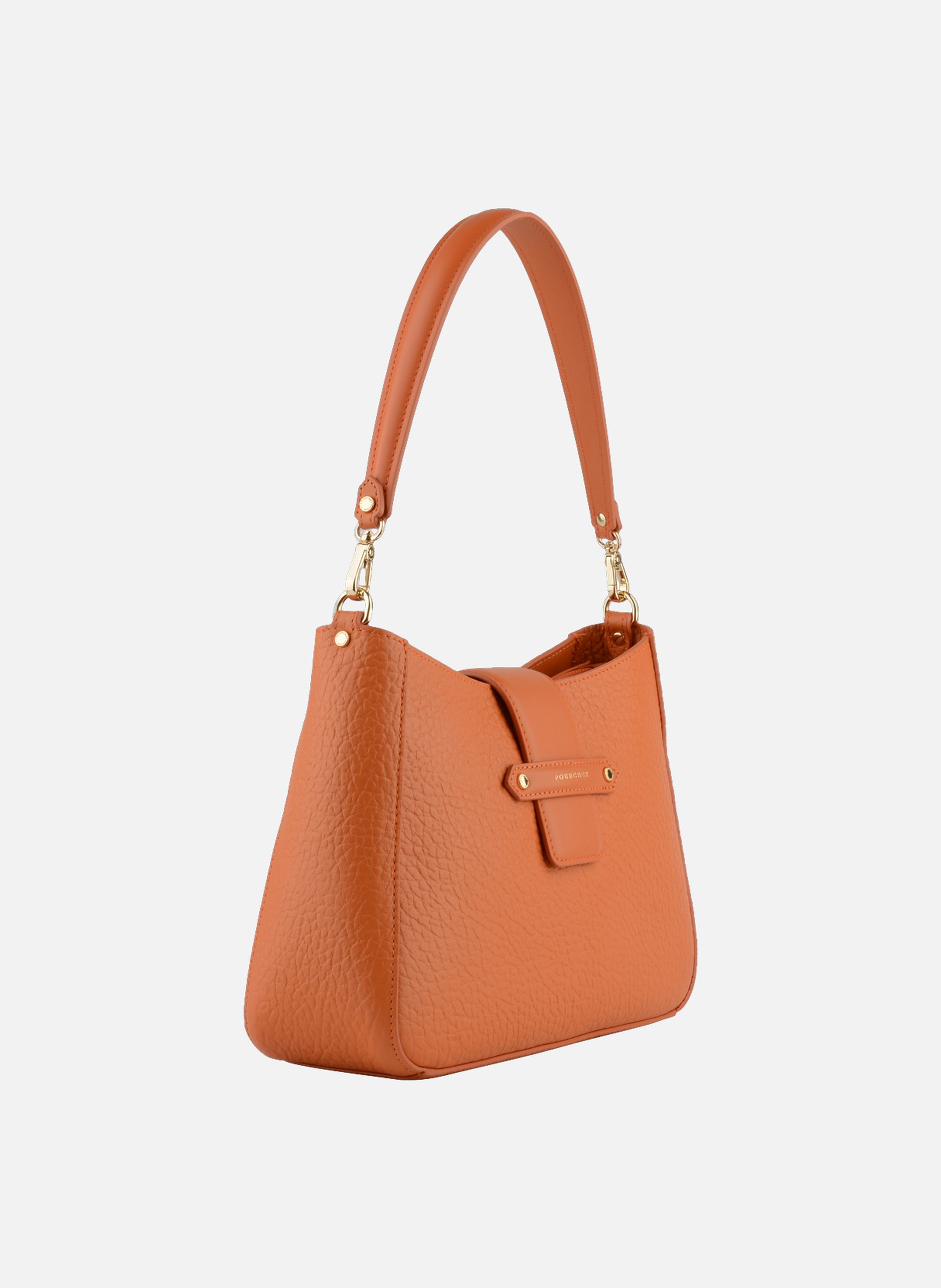 Fleuves | sac porté épaule gm en cuir de vachette POURCHET Orange